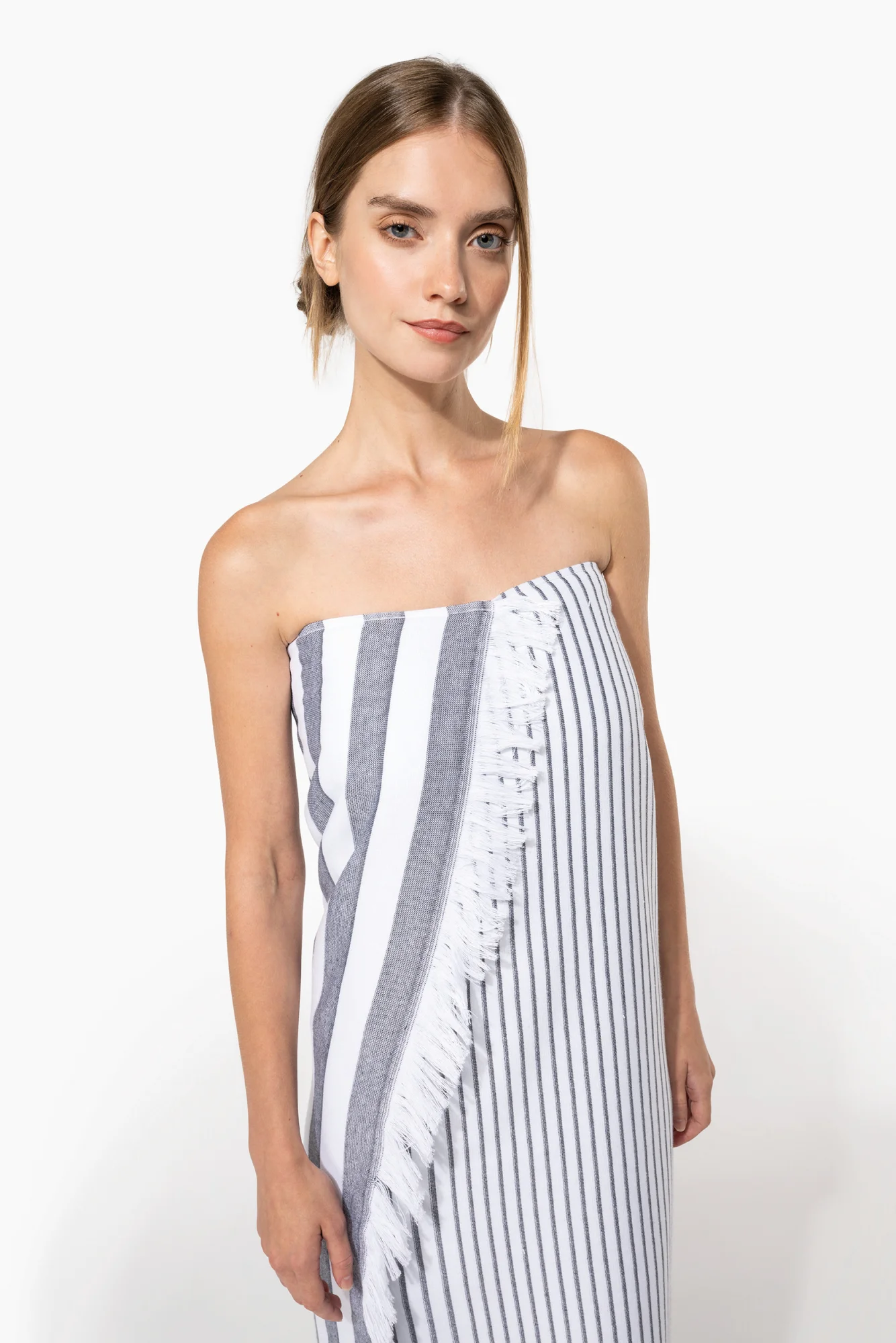 Kariban Gestreepte fouta met franjes