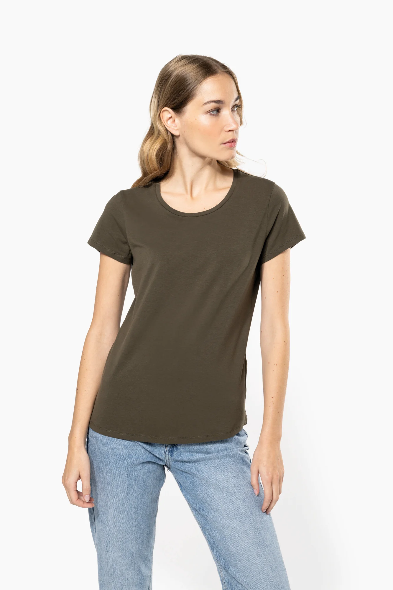 Kariban Dames-T-shirt ronde hals korte mouwen