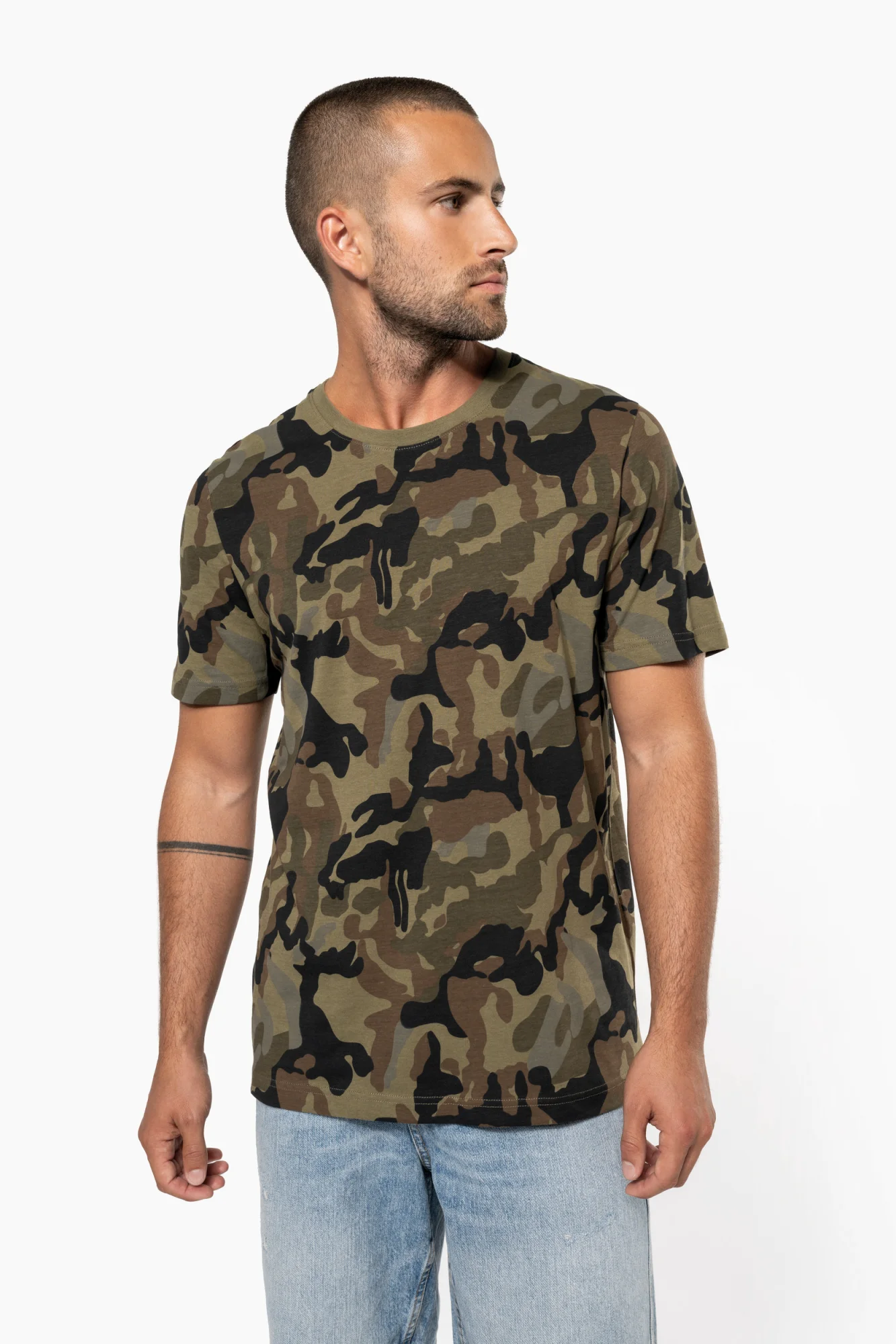 Kariban T-shirt camo korte mouwen