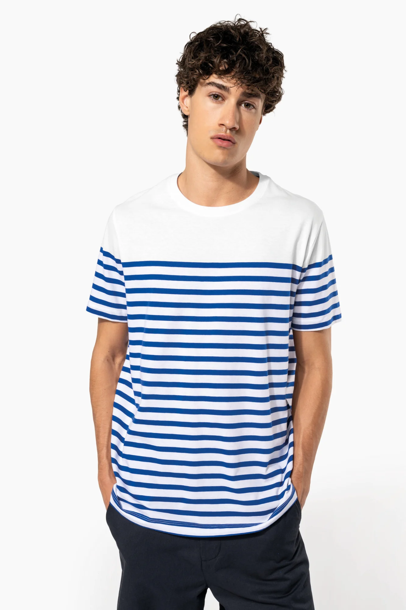 Kariban Marine-T-shirt ronde hals Bio heren