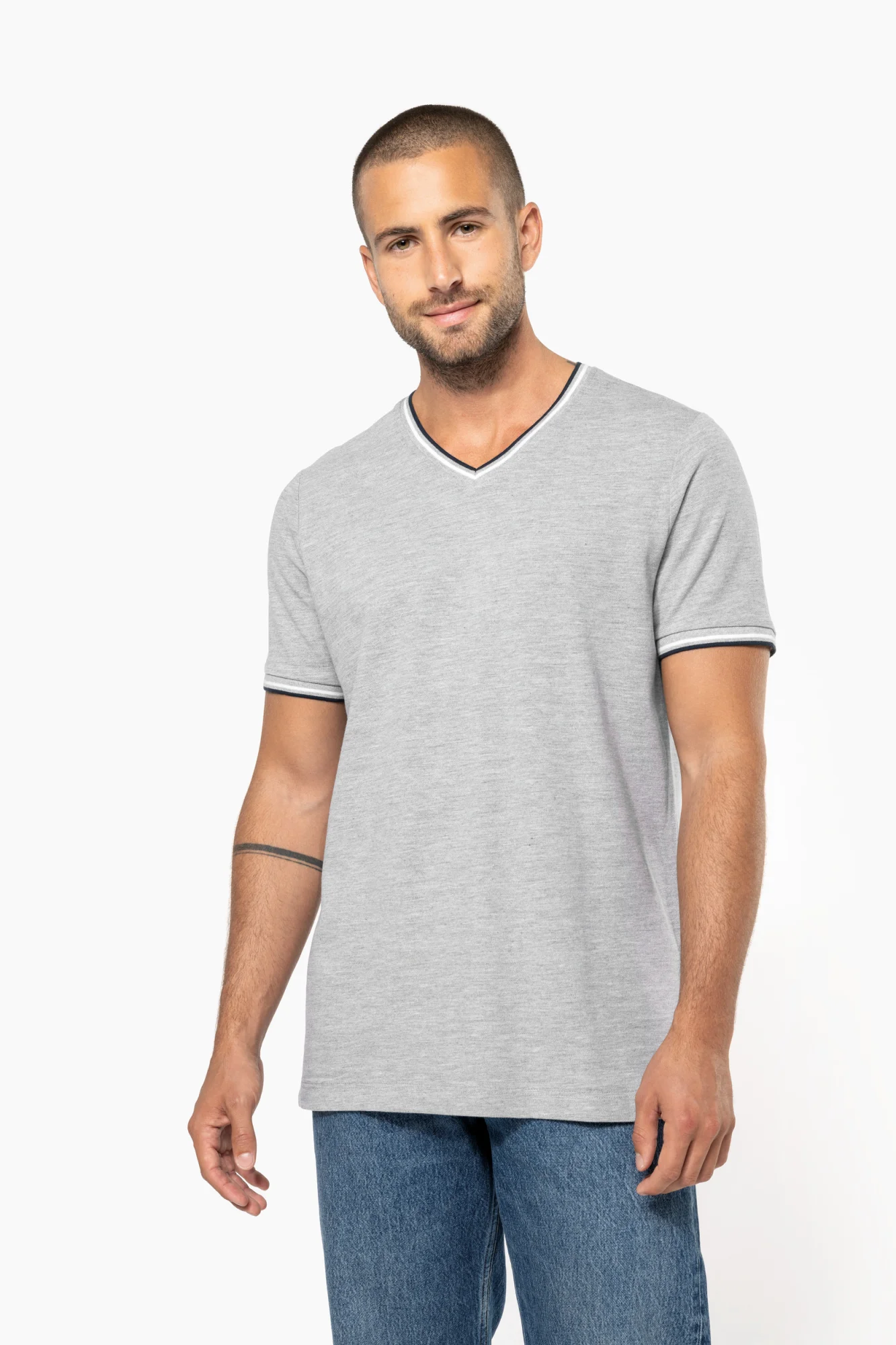 Kariban Heren-T-shirt piqué V-hals