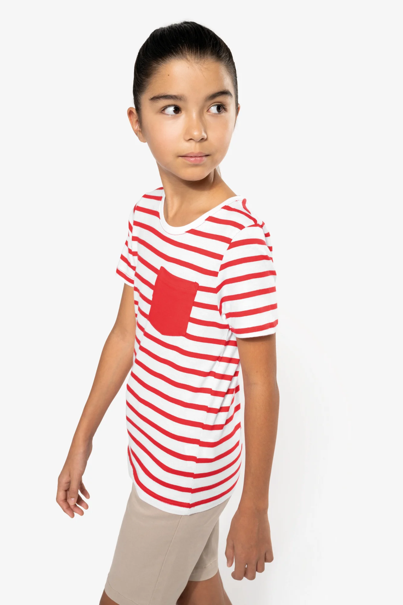 Kariban Gestreept T-shirt met borstzakje kids