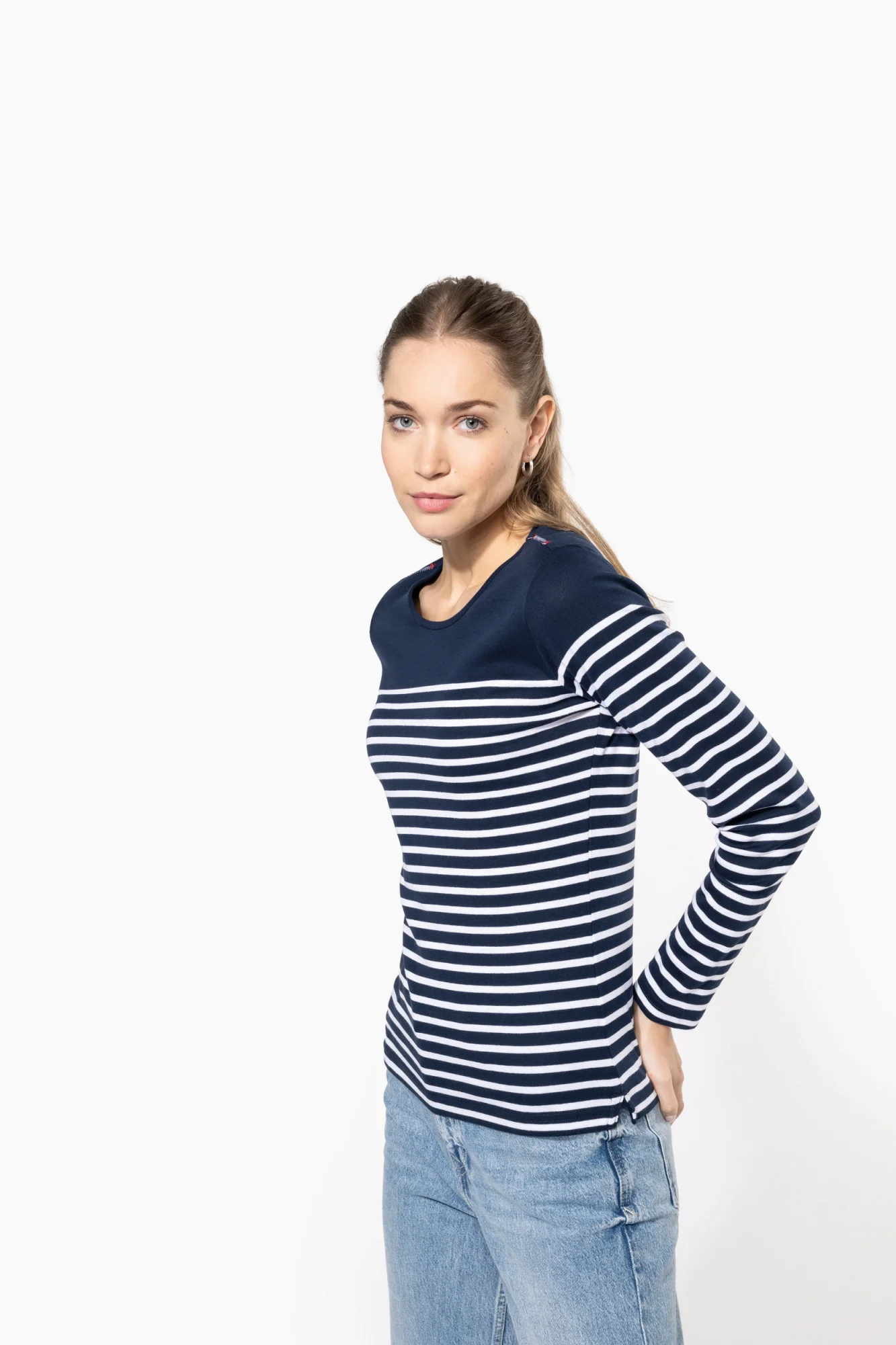 Kariban Gestreept dames-T-shirt lange mouwen