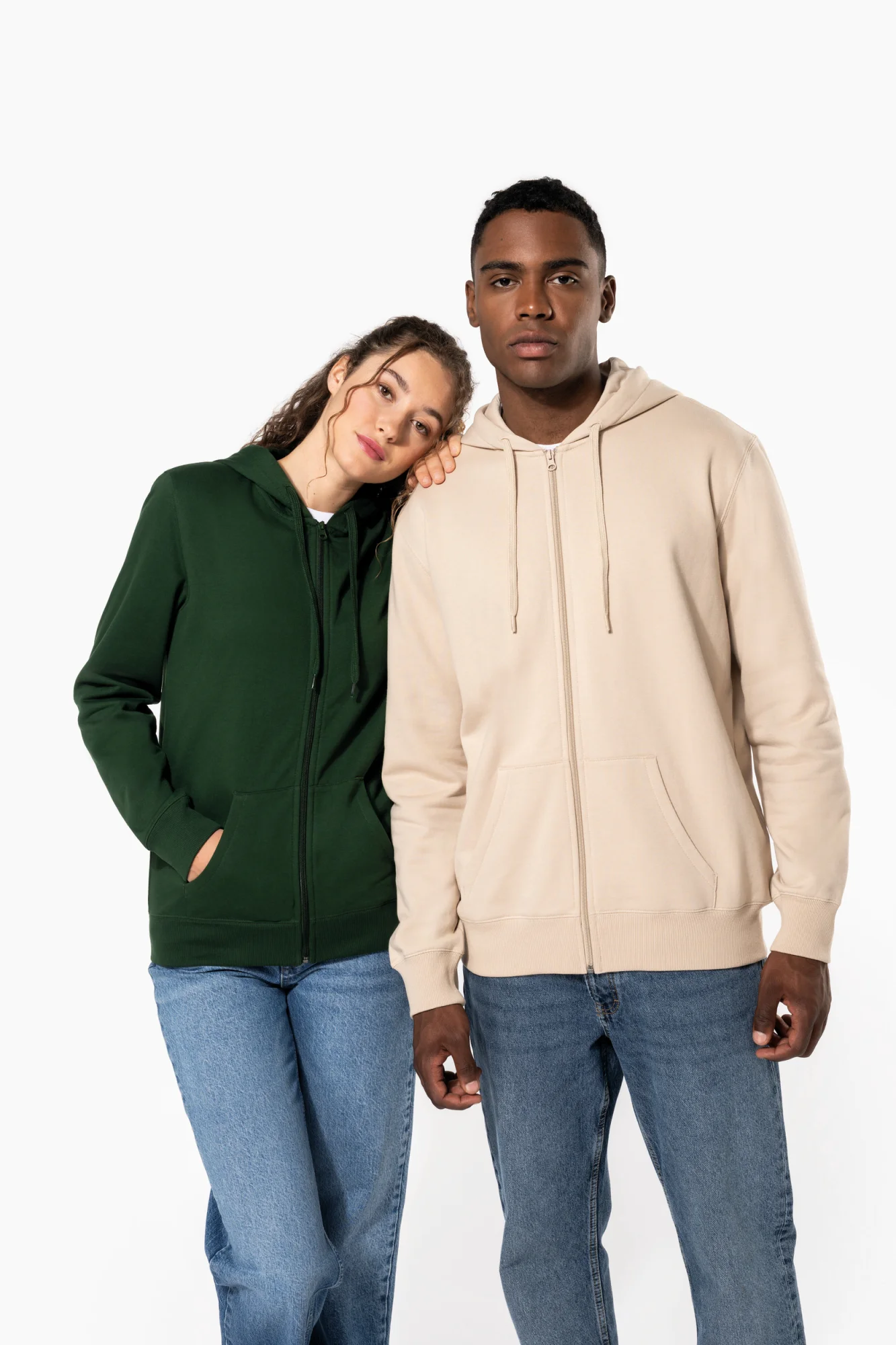Kariban Gerecyclede uniseks sweater met rits en capuchon