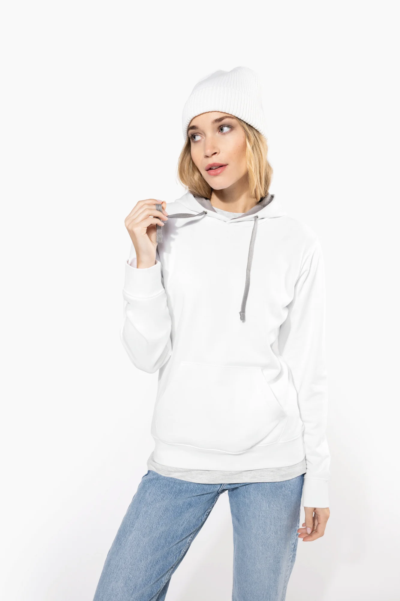 Kariban Damessweater met capuchon in contrasterende kleur