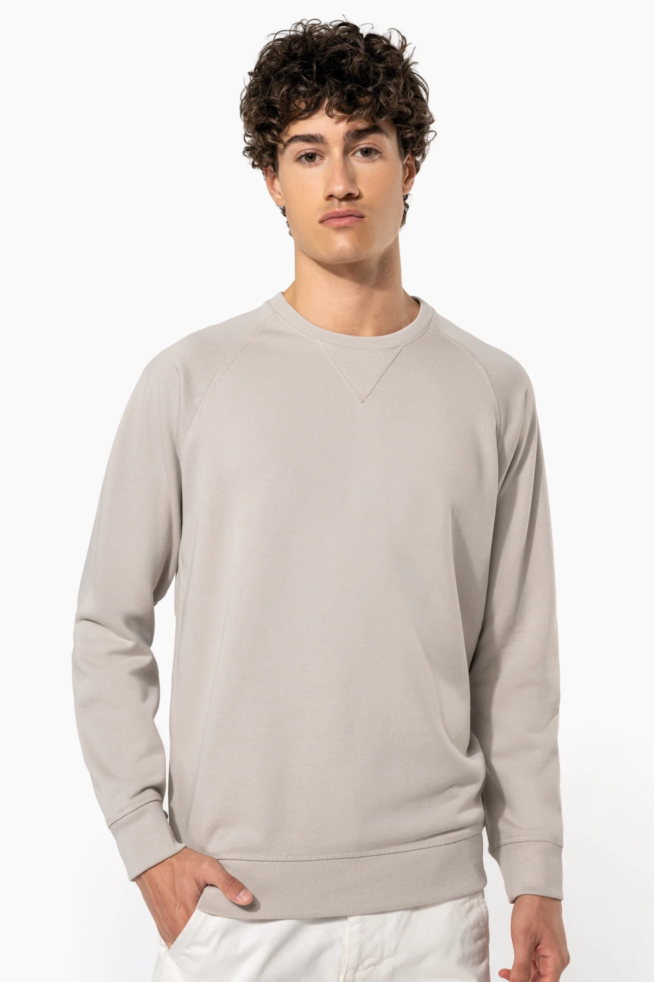 Kariban Herensweater BIO ronde hals raglanmouwen