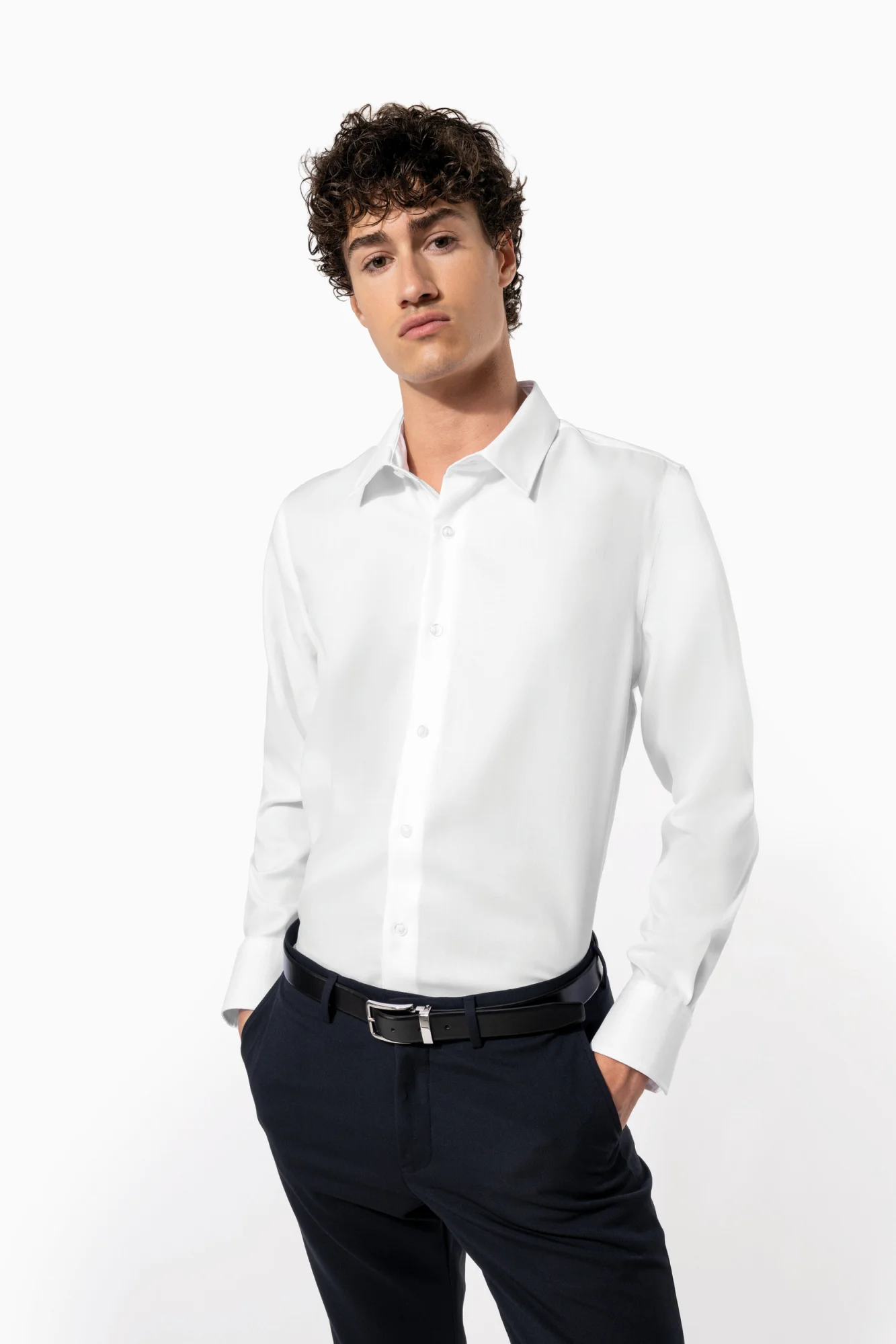 Kariban Heren non-iron overhemd lange mouwen