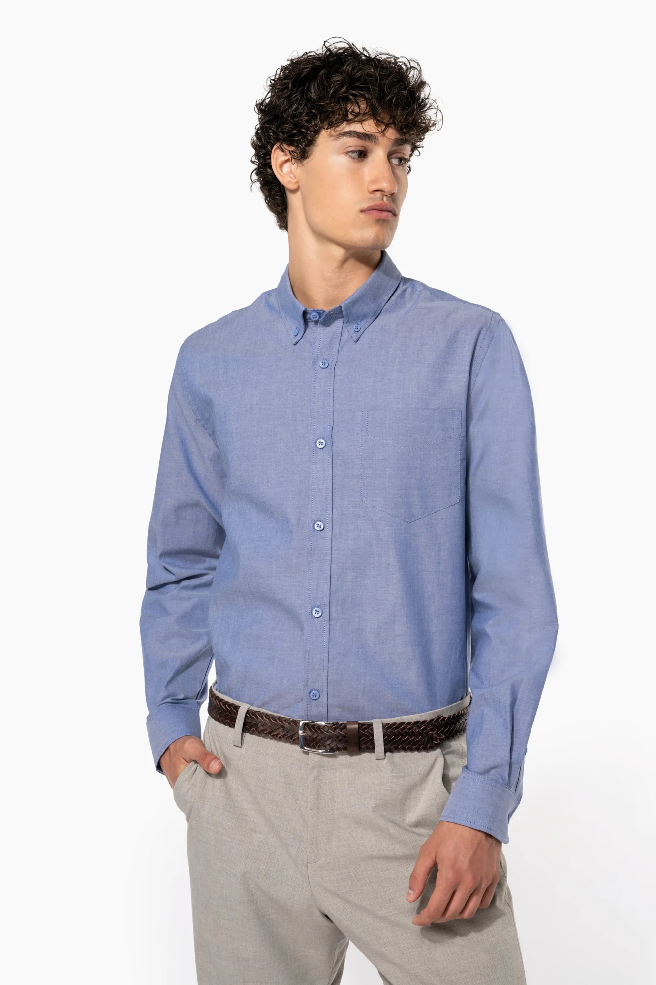 Kariban Heren Oxford overhemd lange mouwen