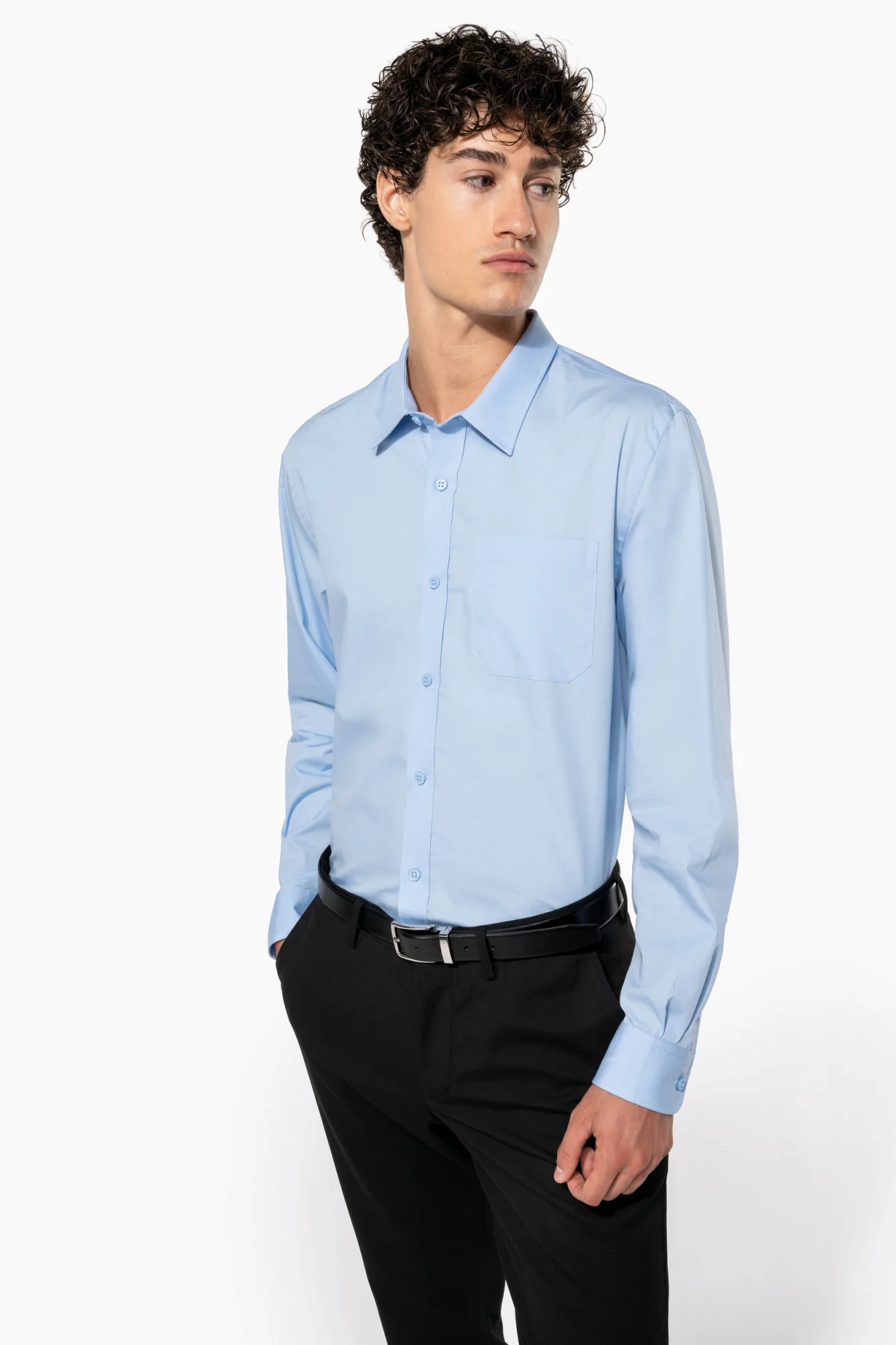 Kariban Heren poplin overhemd lange mouwen