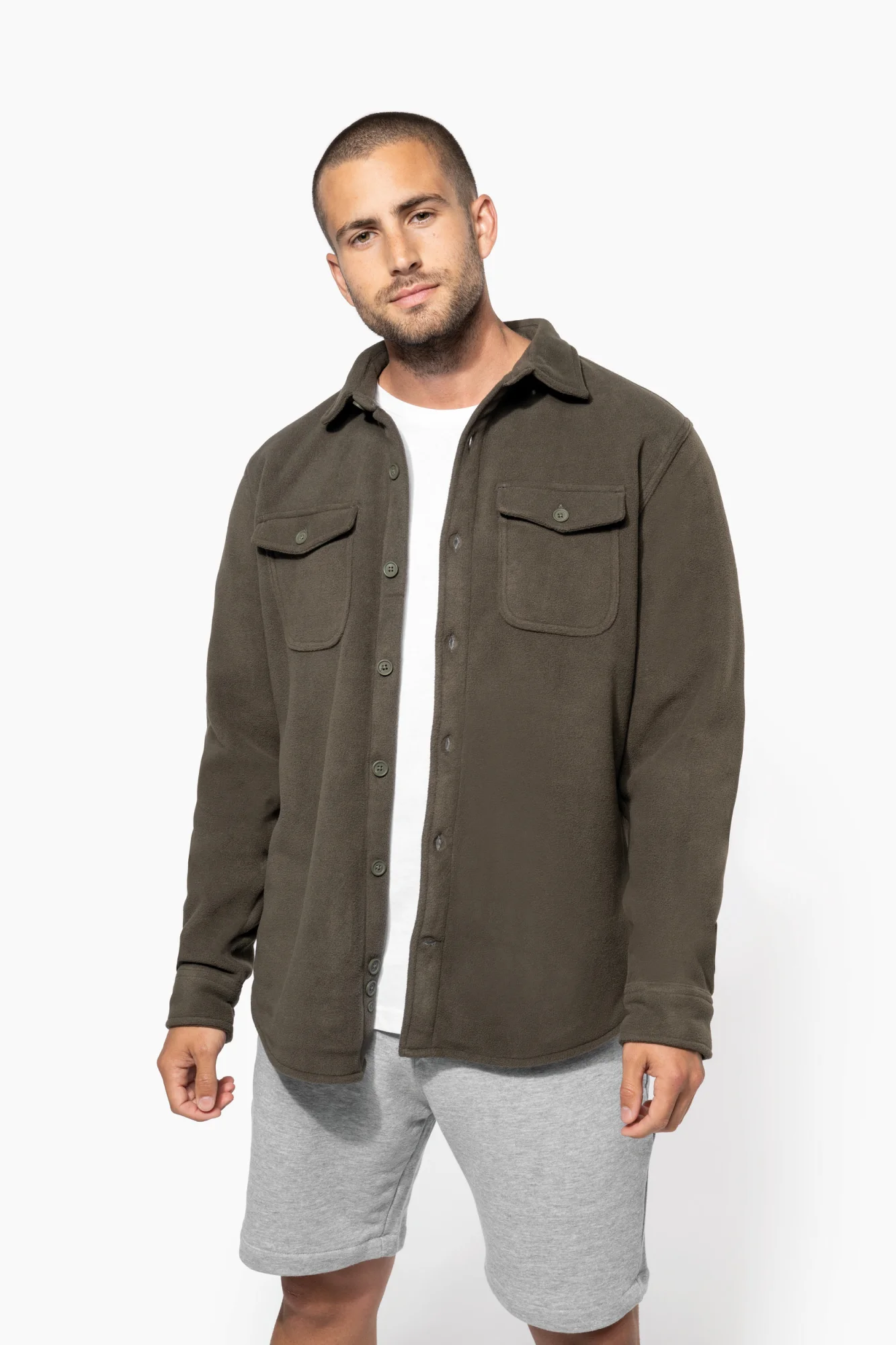 Kariban Overshirt van fleece met sherpavoering