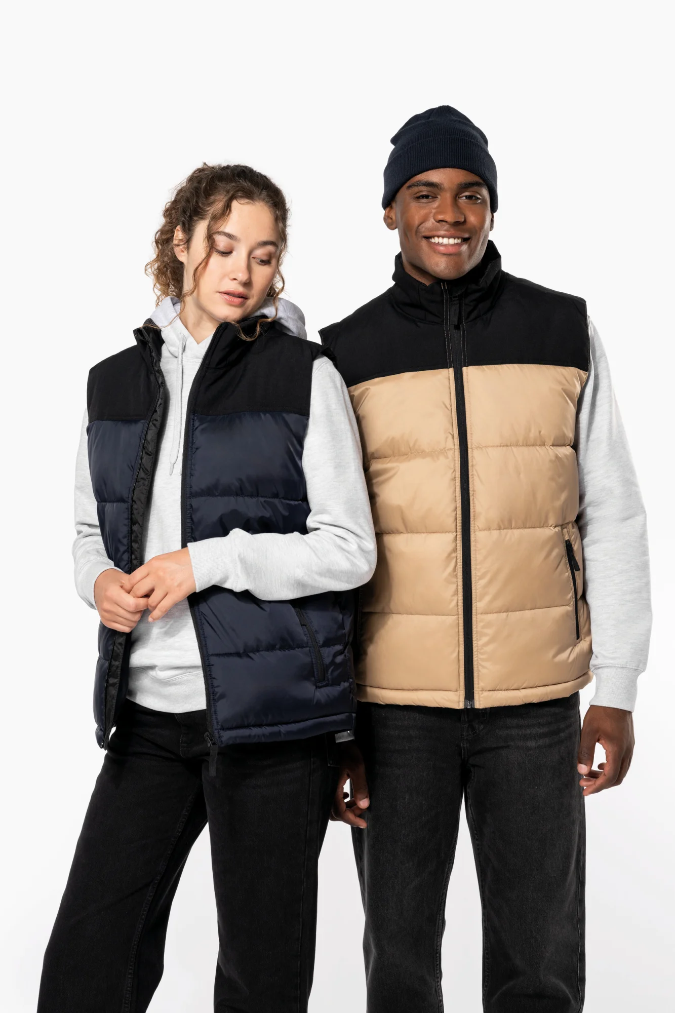 Kariban Tweekleurige gewatteerde bodywarmer uniseks