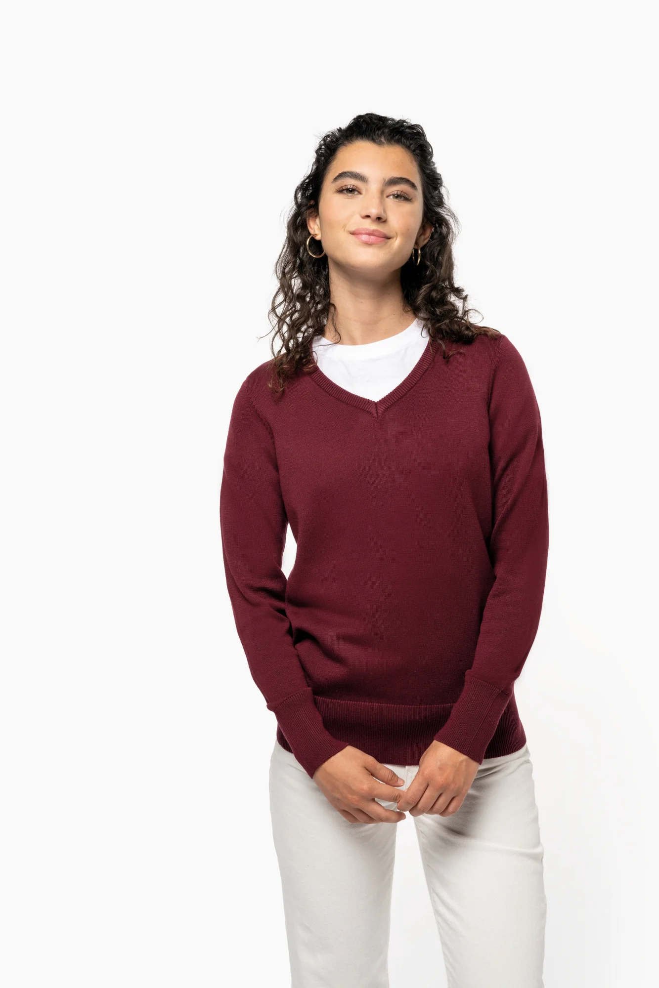 Kariban Dames pullover met v-hals