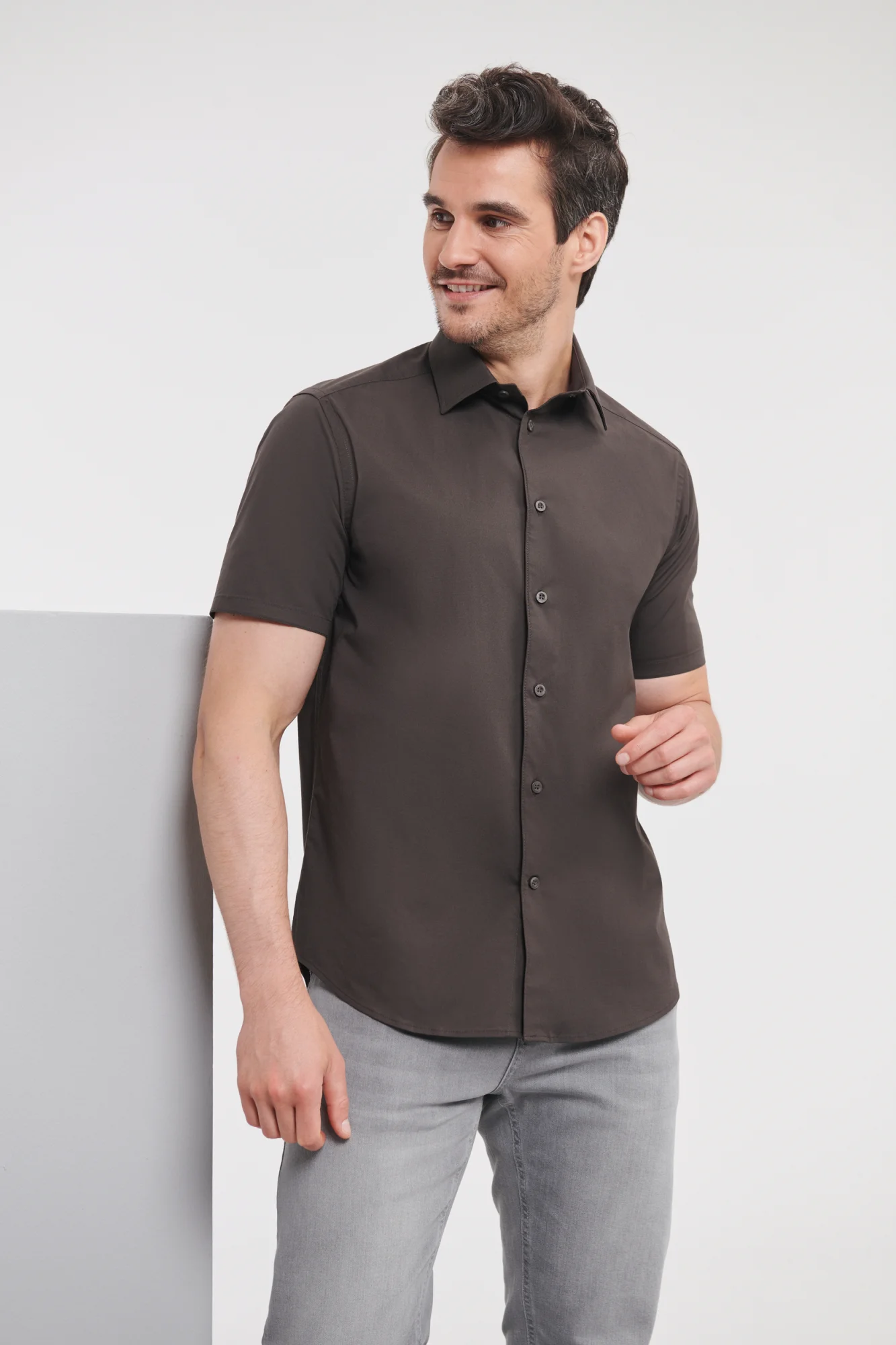 Russell Men's Easy Care Fitted overhemd met korte mouwen