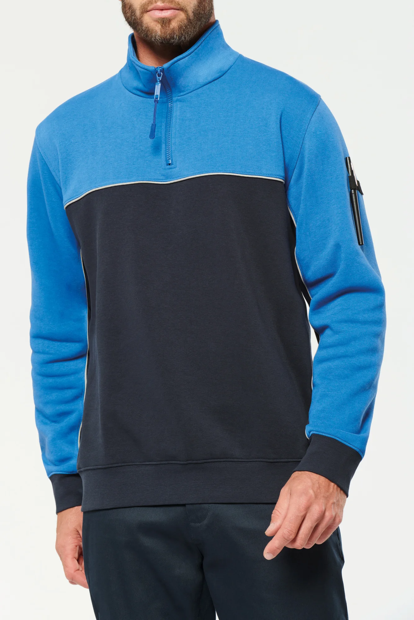 WK. Designed To Work Ecologische uniseks sweater met ritskraag
