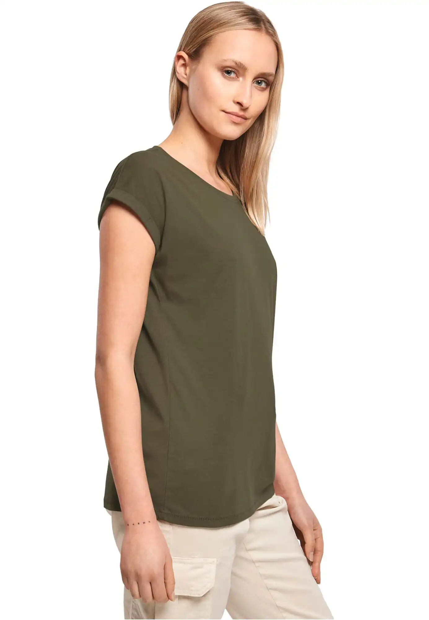 build-your-brand-dames-t-shirt-met-mouwen-met-omslag-by021-4 Build your brand Dames t-shirt met mouwen met omslag