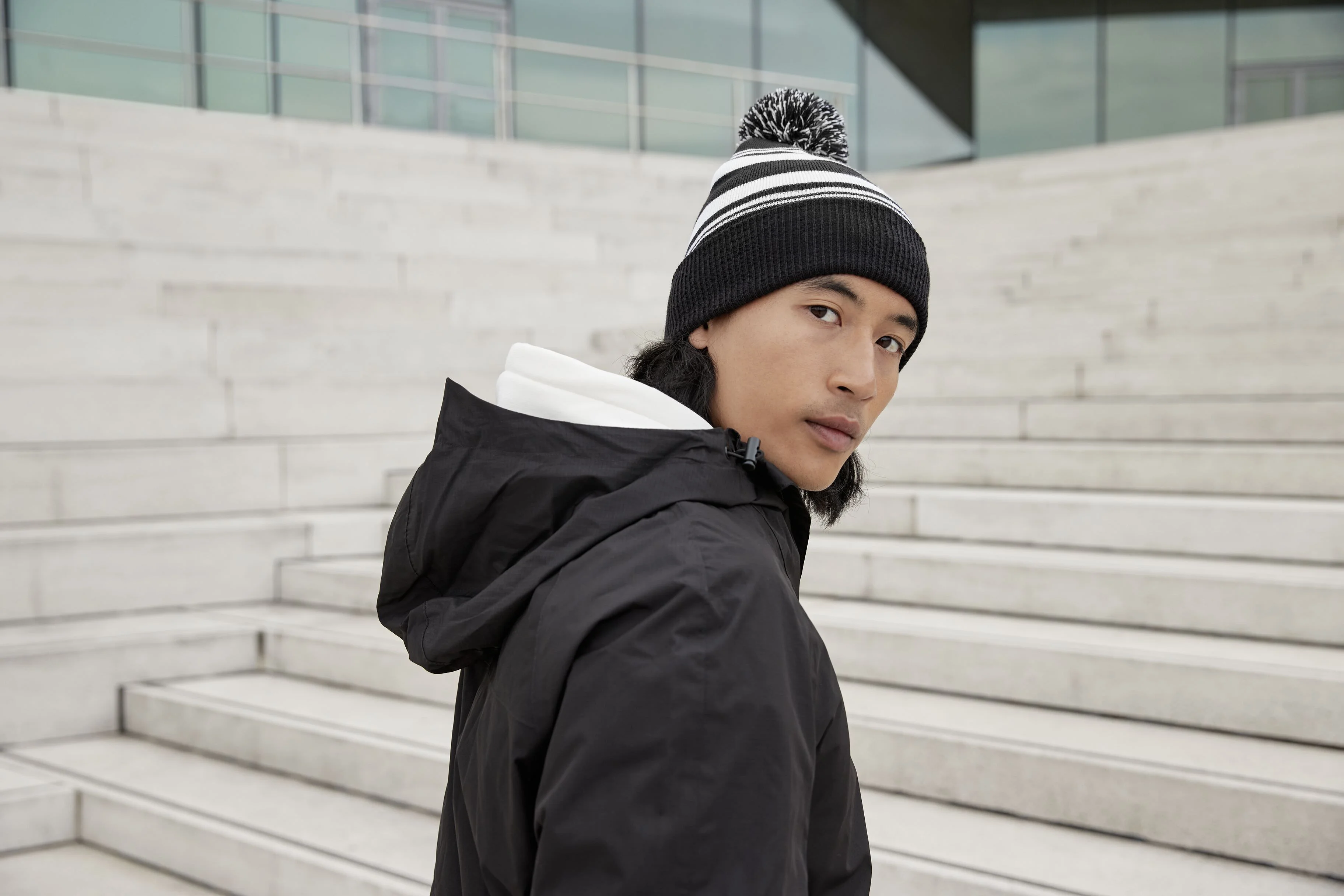 Striped fan beanie