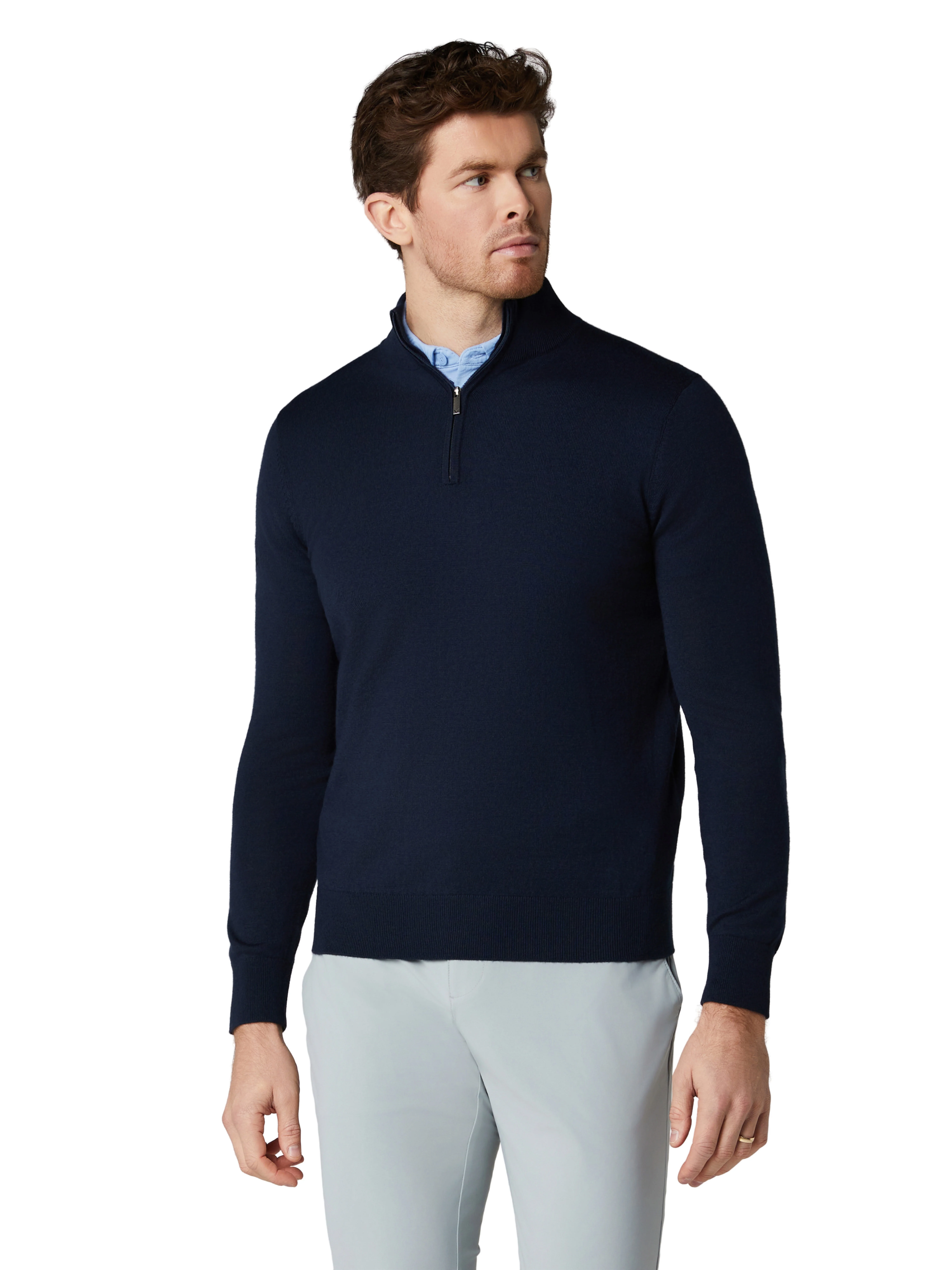 1/4-zip merino blend sweater