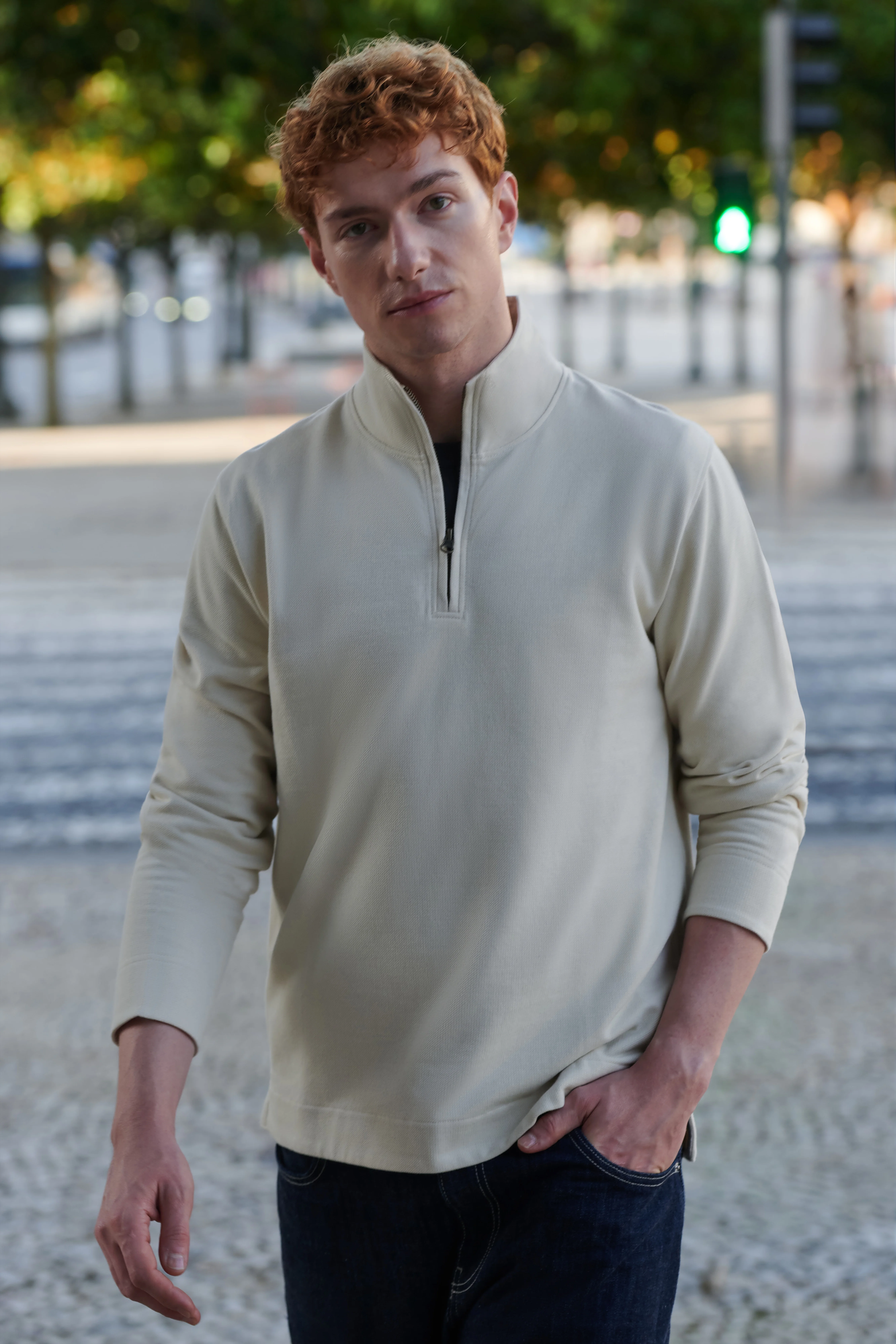 Premium piqué 1/4-zip top
