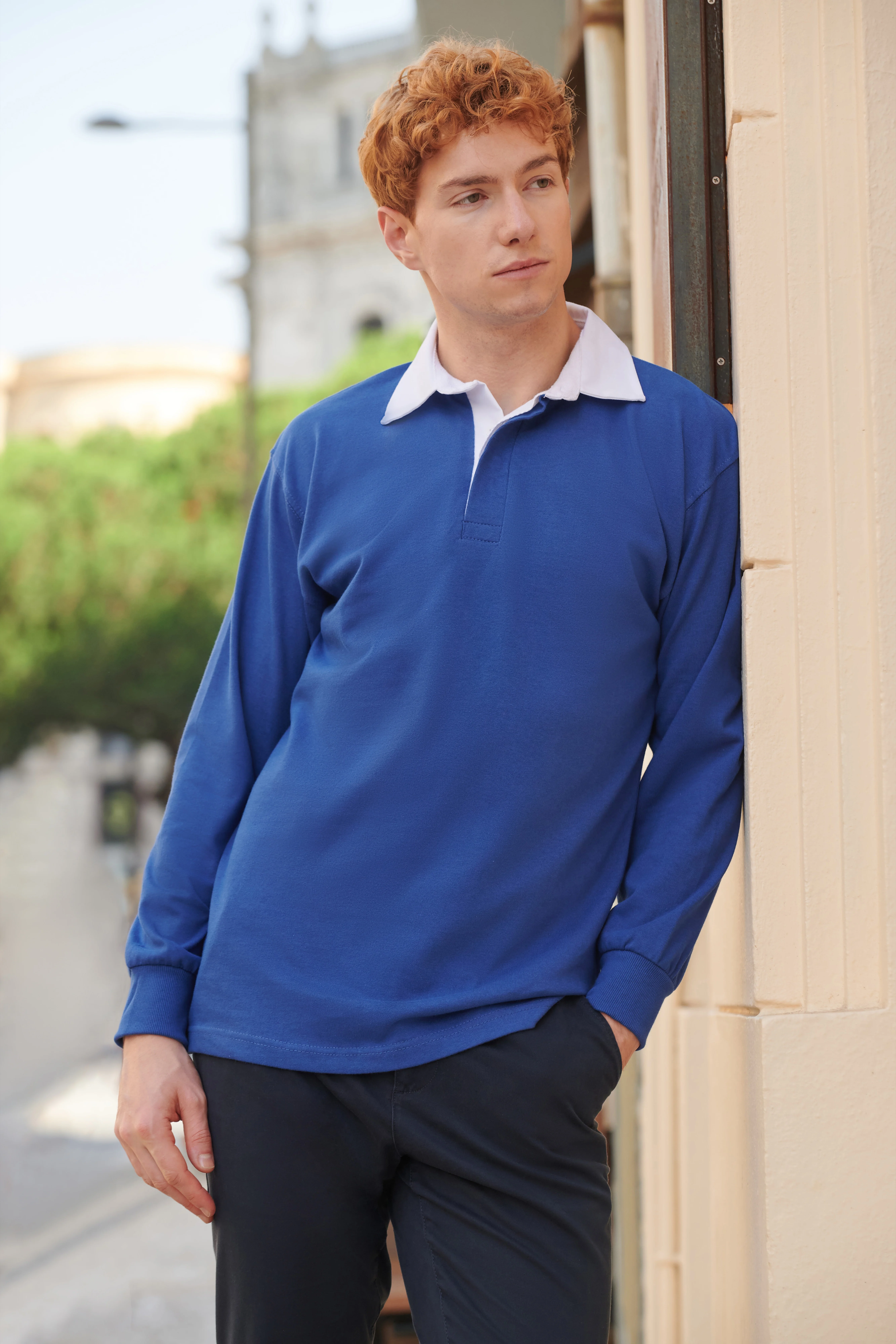 Long sleeve plain rugby shirt