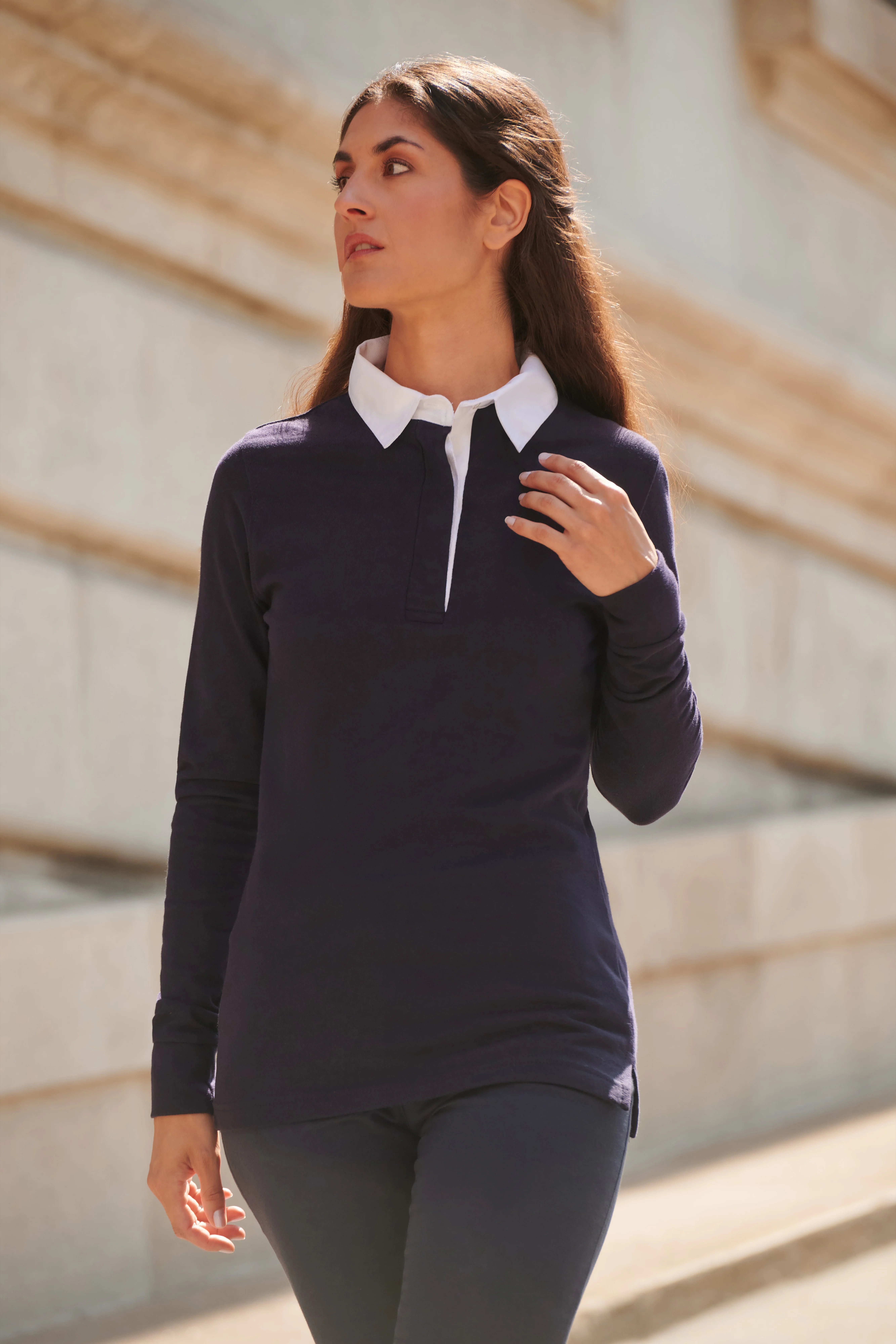 Women's long sleeve plain rugby shirt