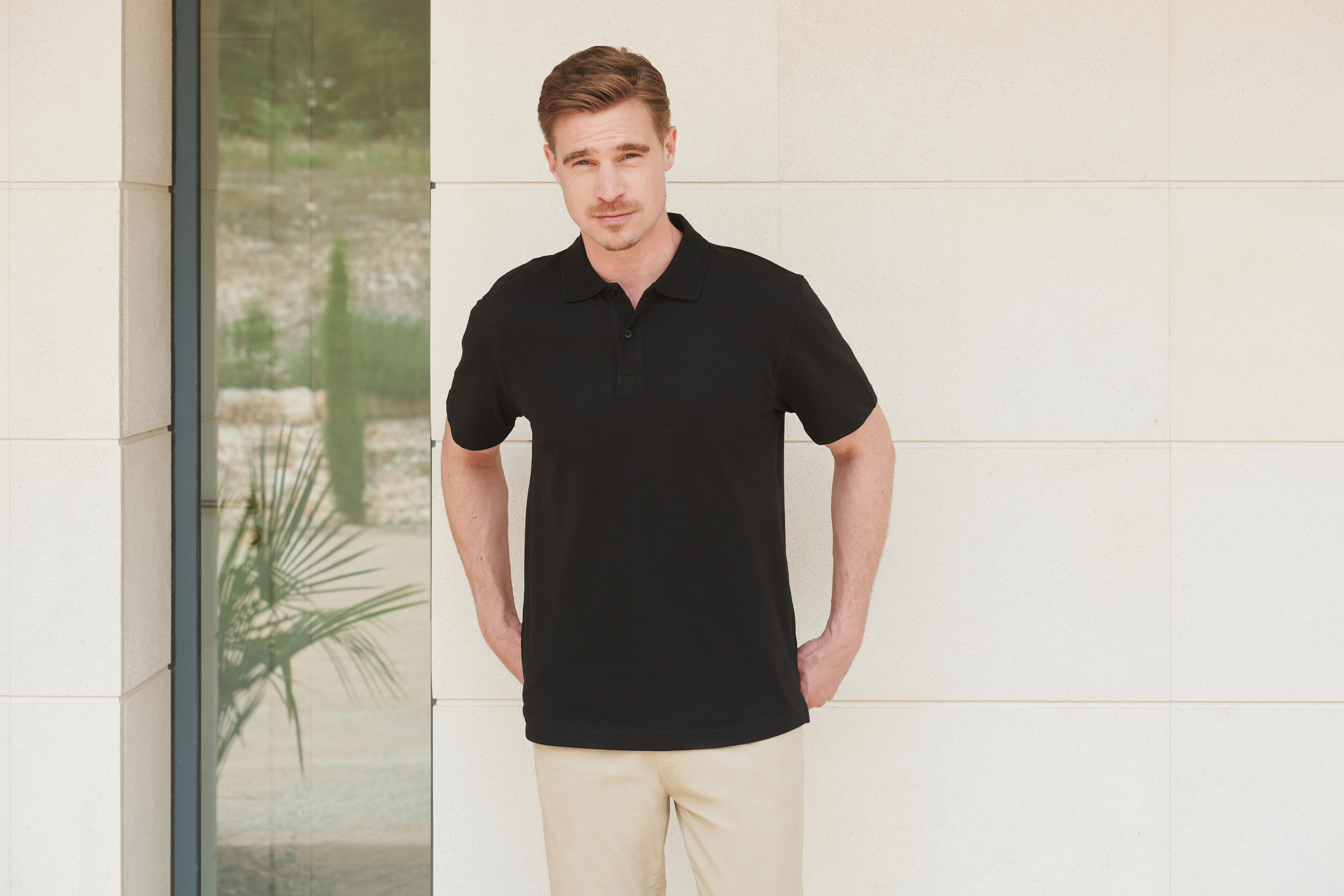 Stretch piqué polo shirt