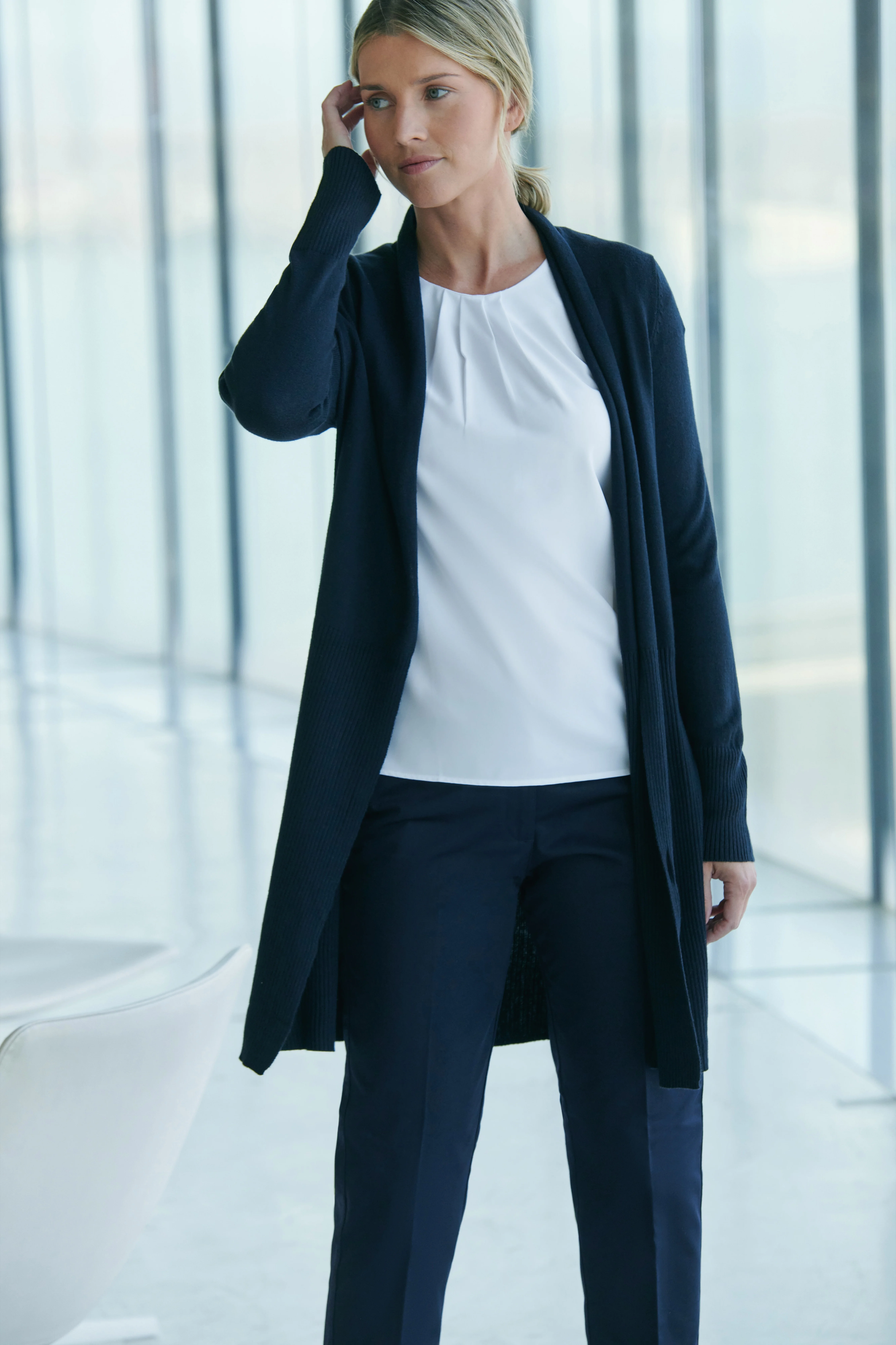 Women's longline open cardigan