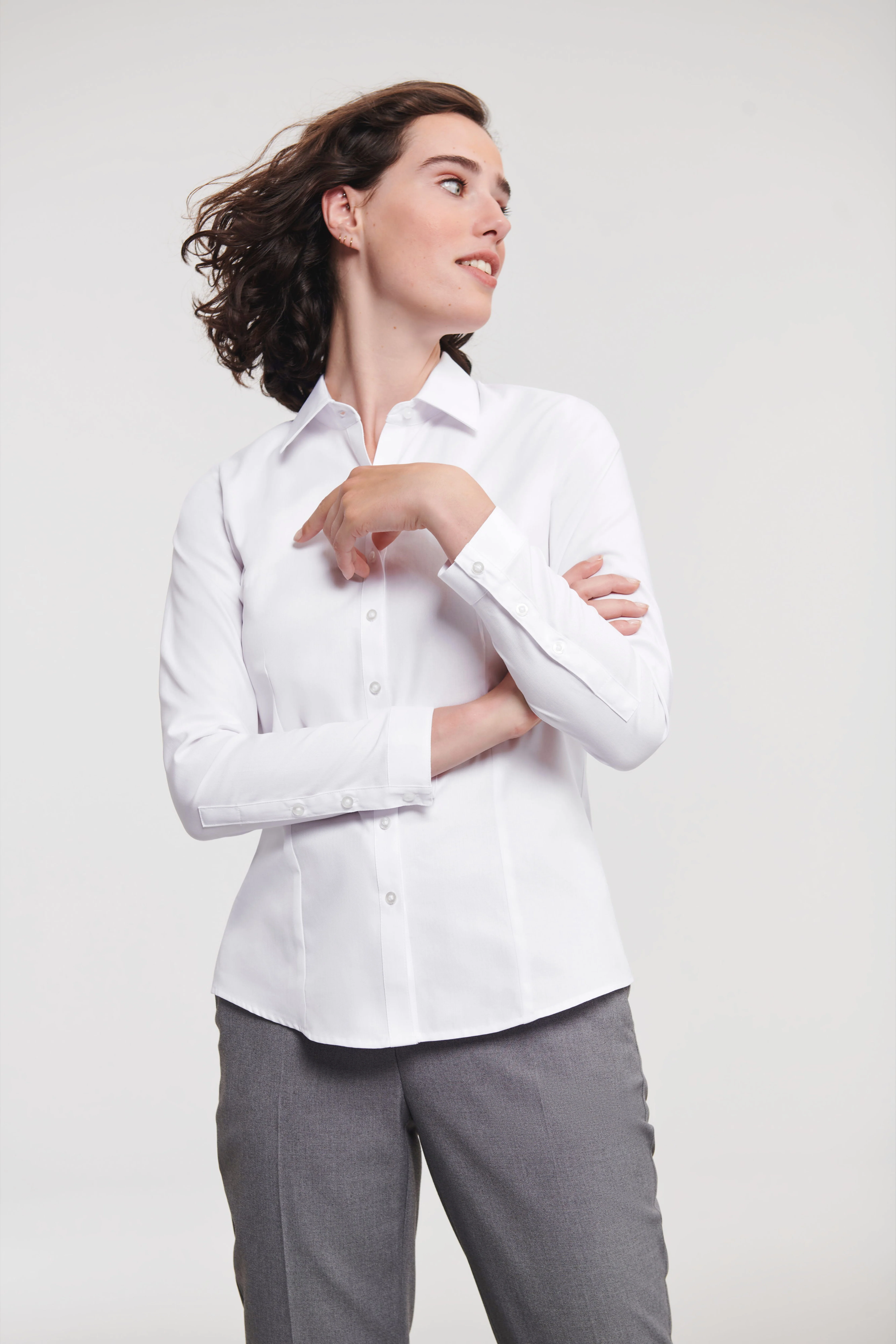 Women's long sleeve herringbone shirt