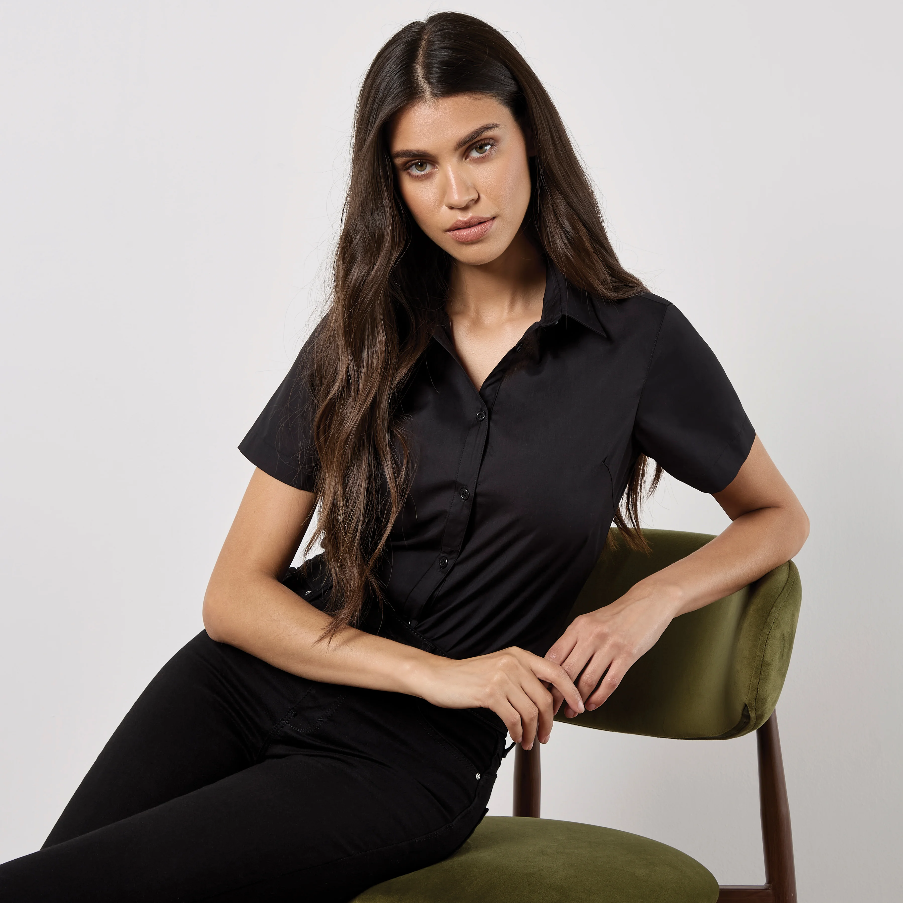 Kustom Kit Women`s Tailored Fit Poplin Shirt SSL