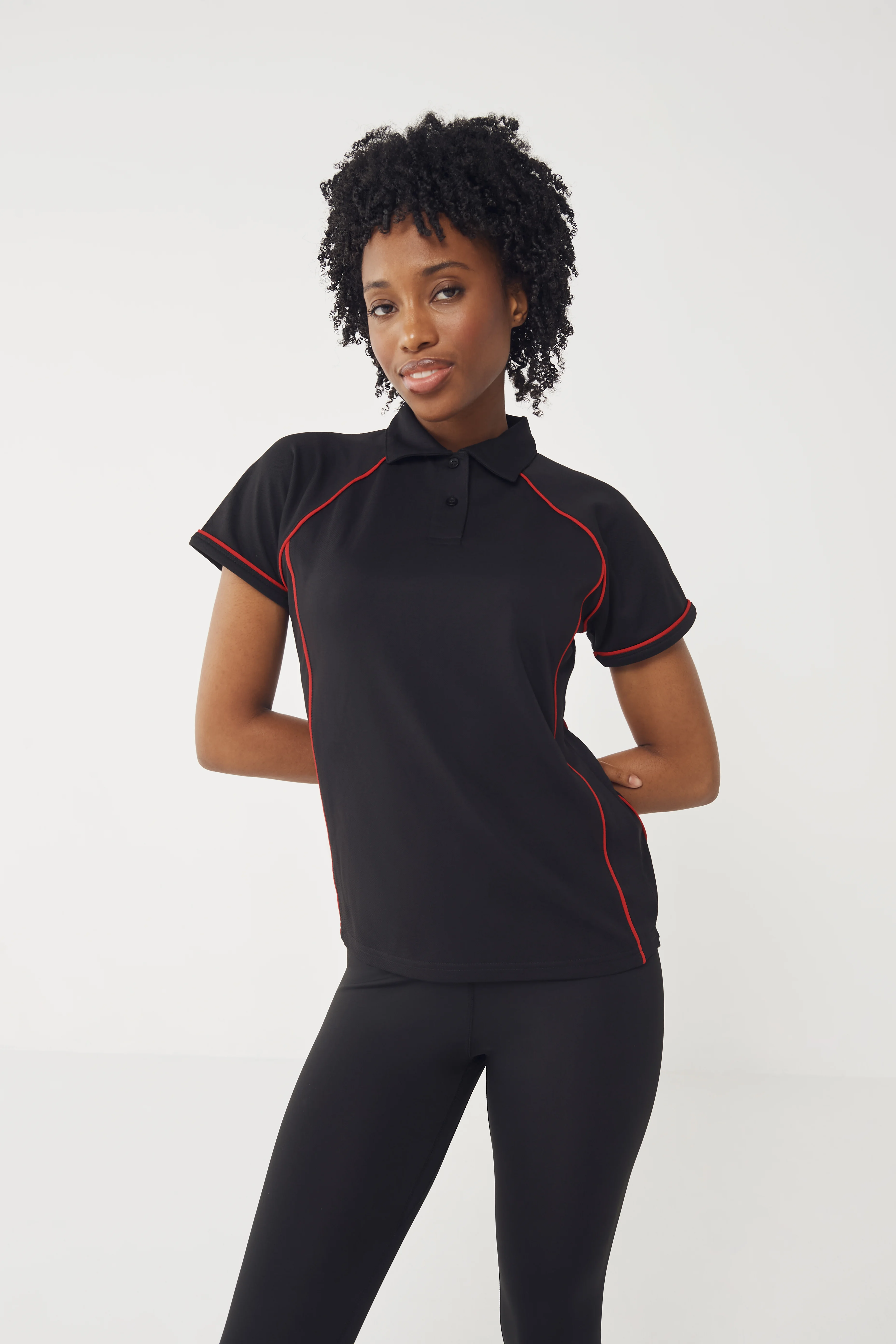 Women's piped performance polo