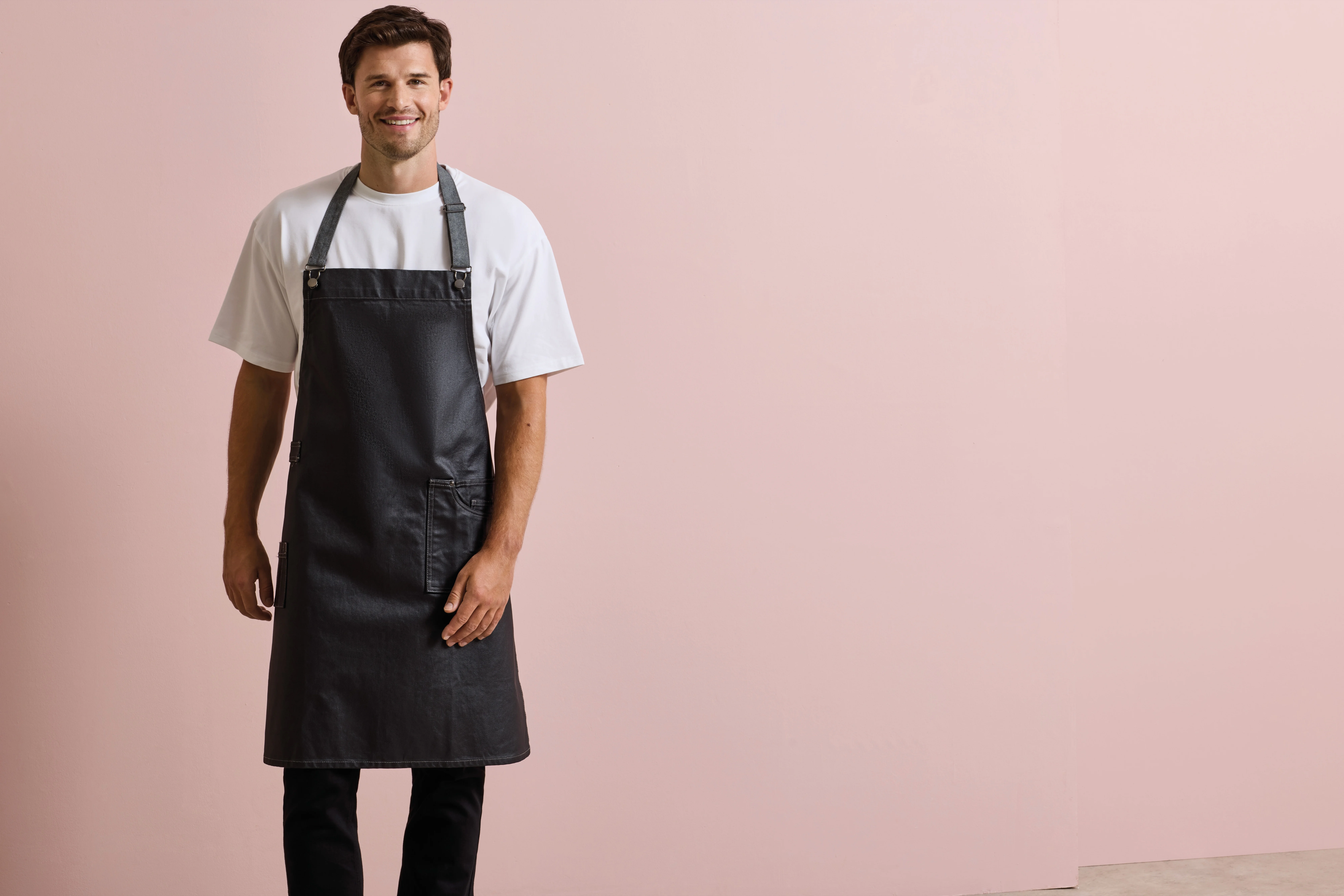 Premier District - Waxed look denim halterschort