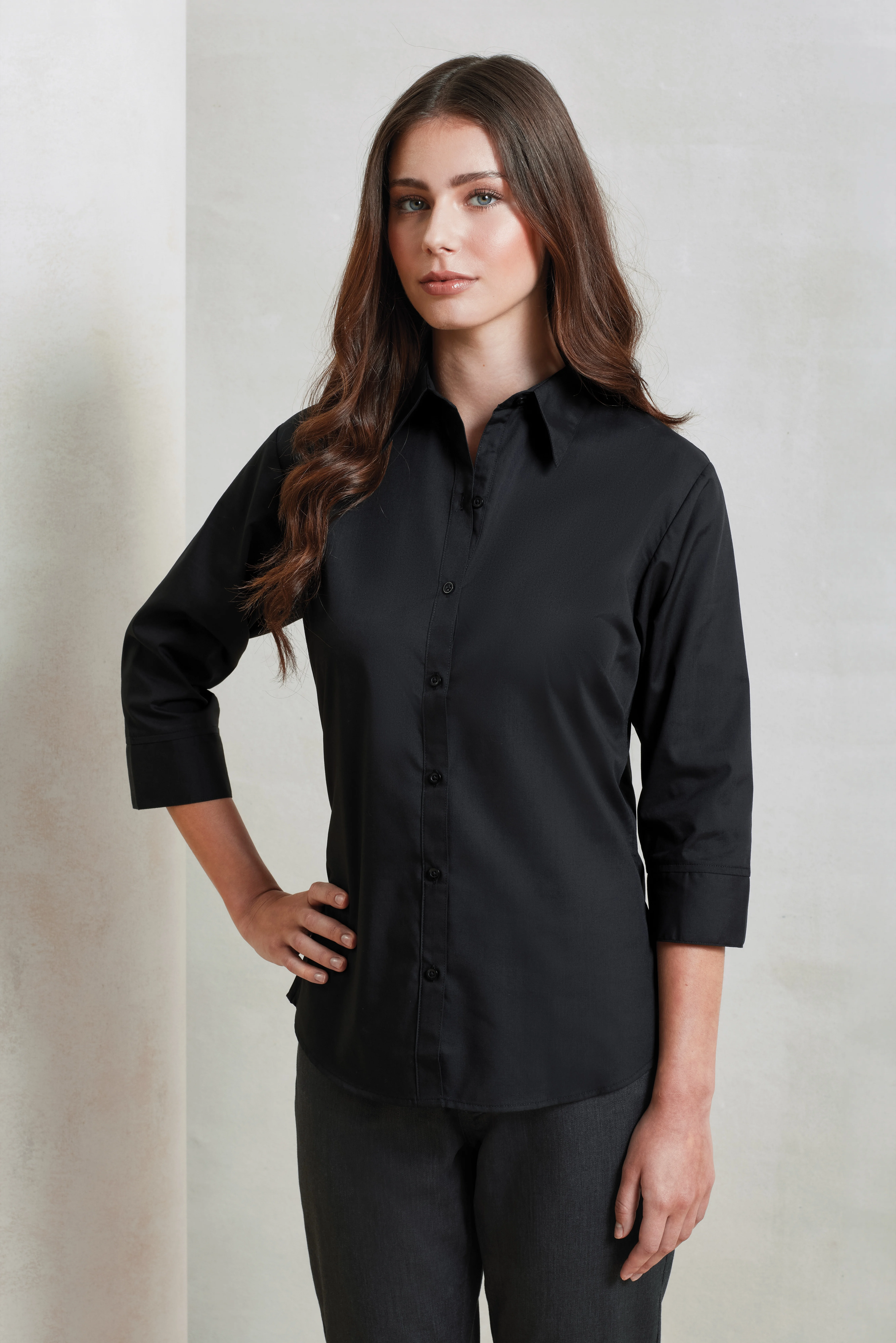 Women's ¾ sleeve poplin blouse