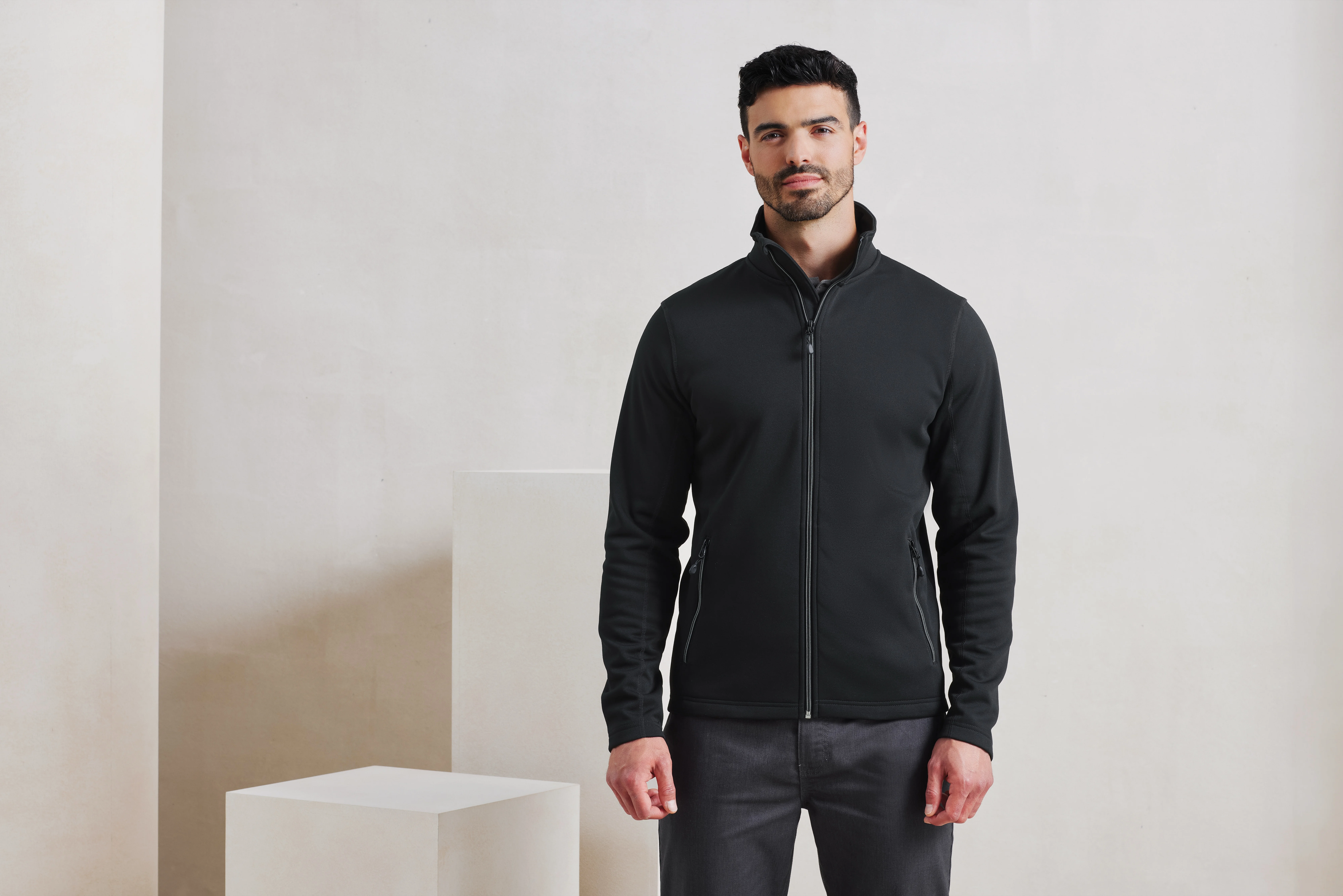 Men's spun dyed sustainable zip-through sweatshirt