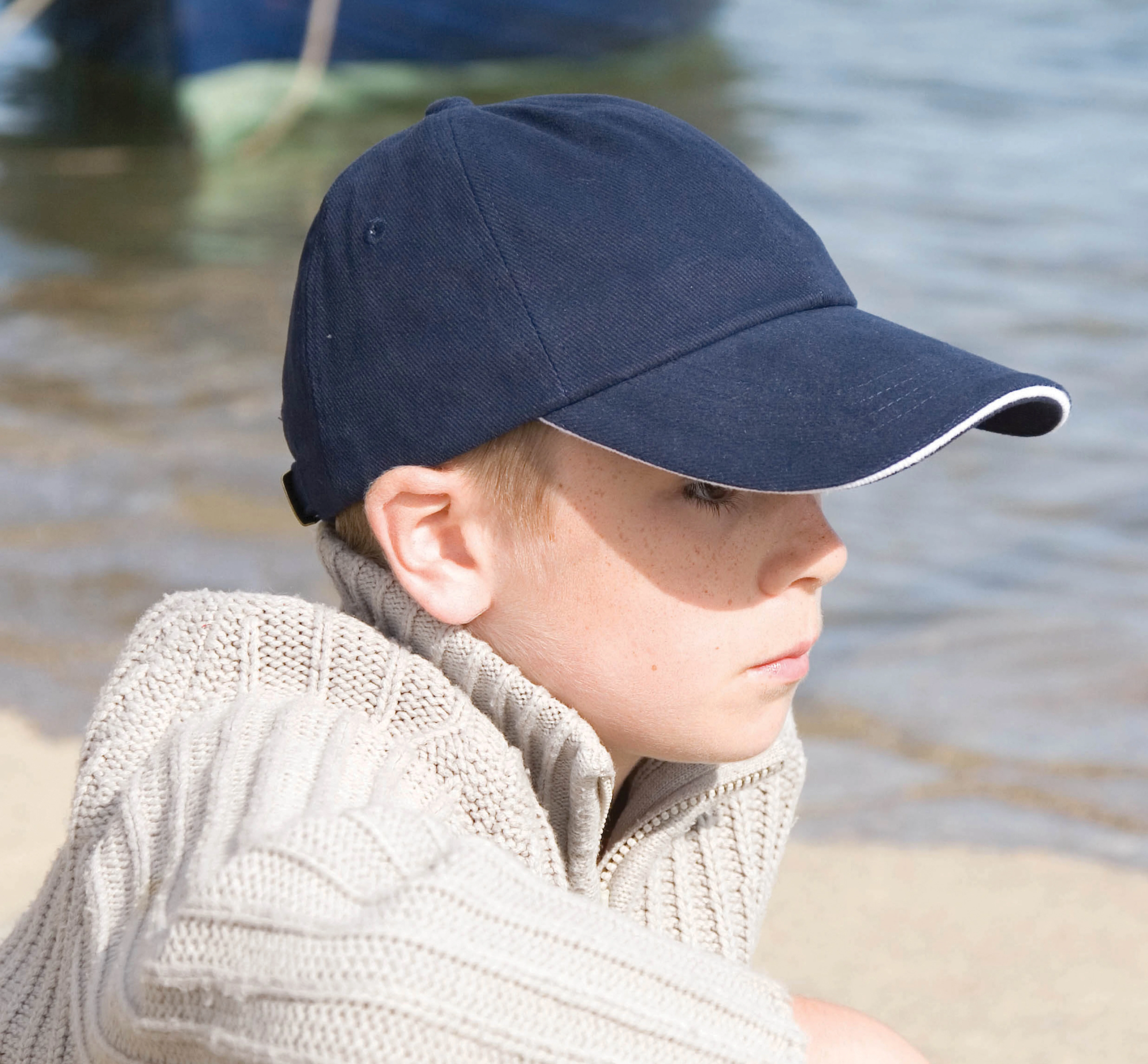 Junior low-profile heavy brushed cotton cap with sandwich peak