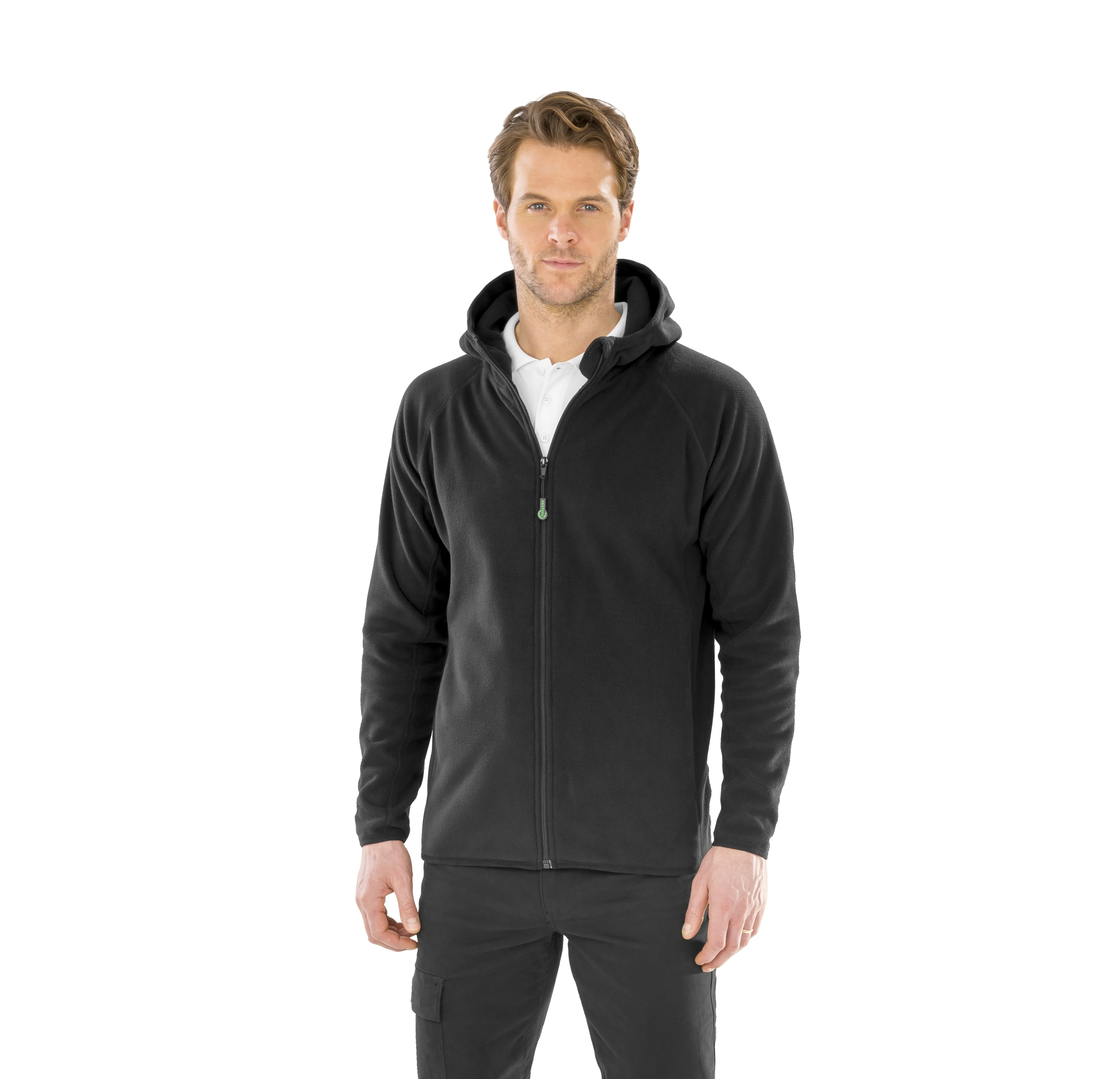 Result Gerecycled microfleece vest met capuchon