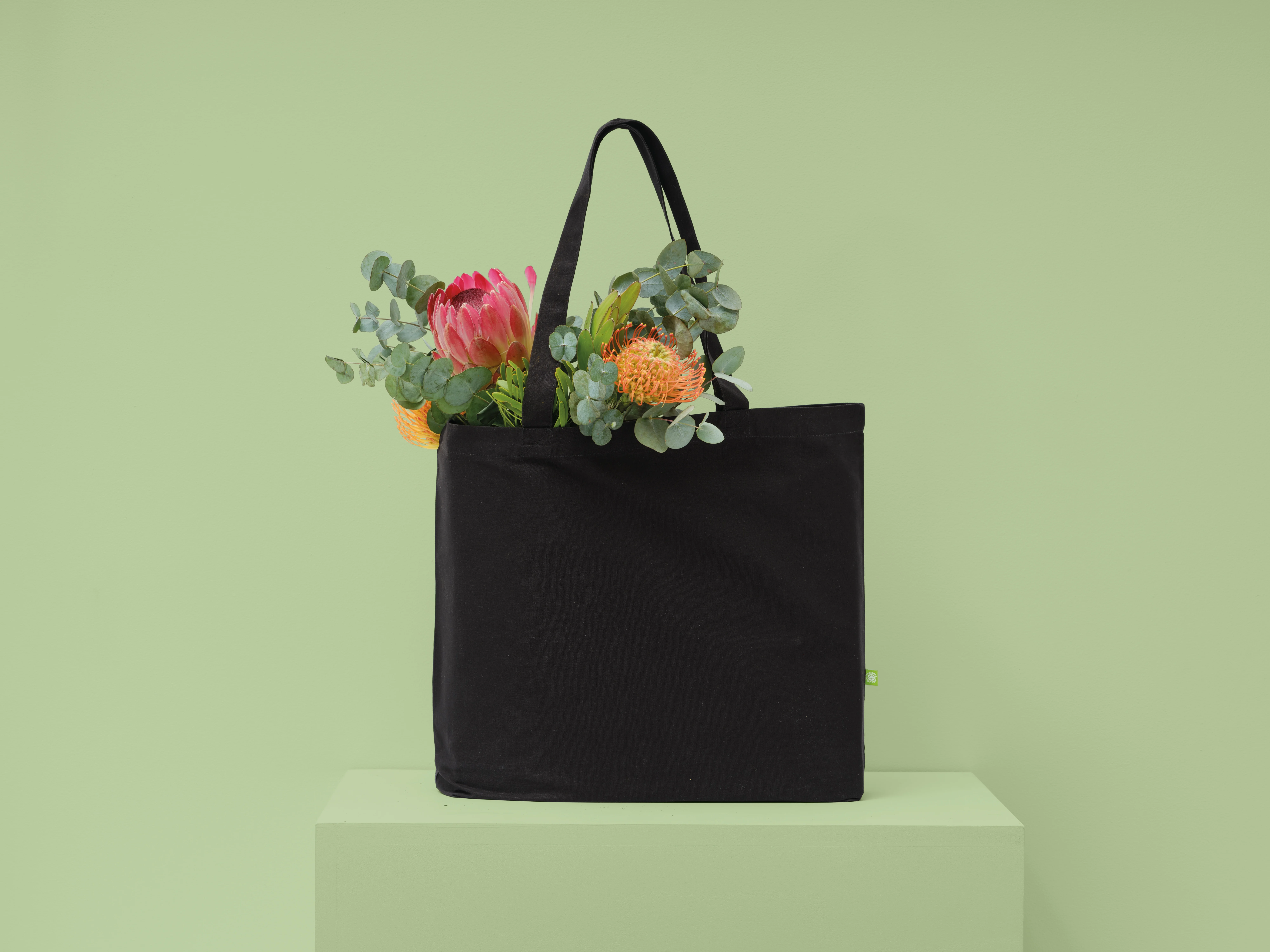 Organic canvas ‘flat base’ landscape shopper