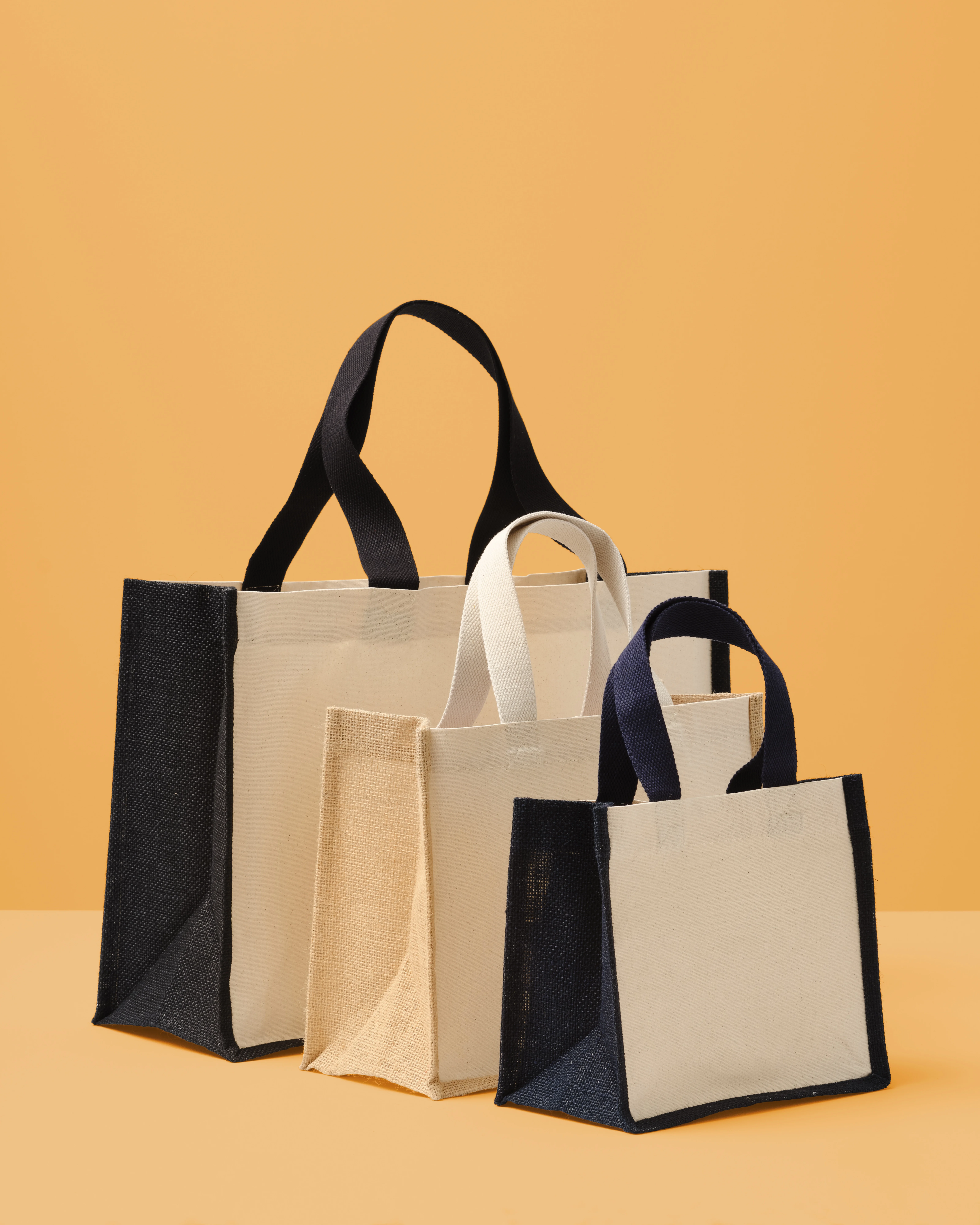 Jute canvas panel shopper