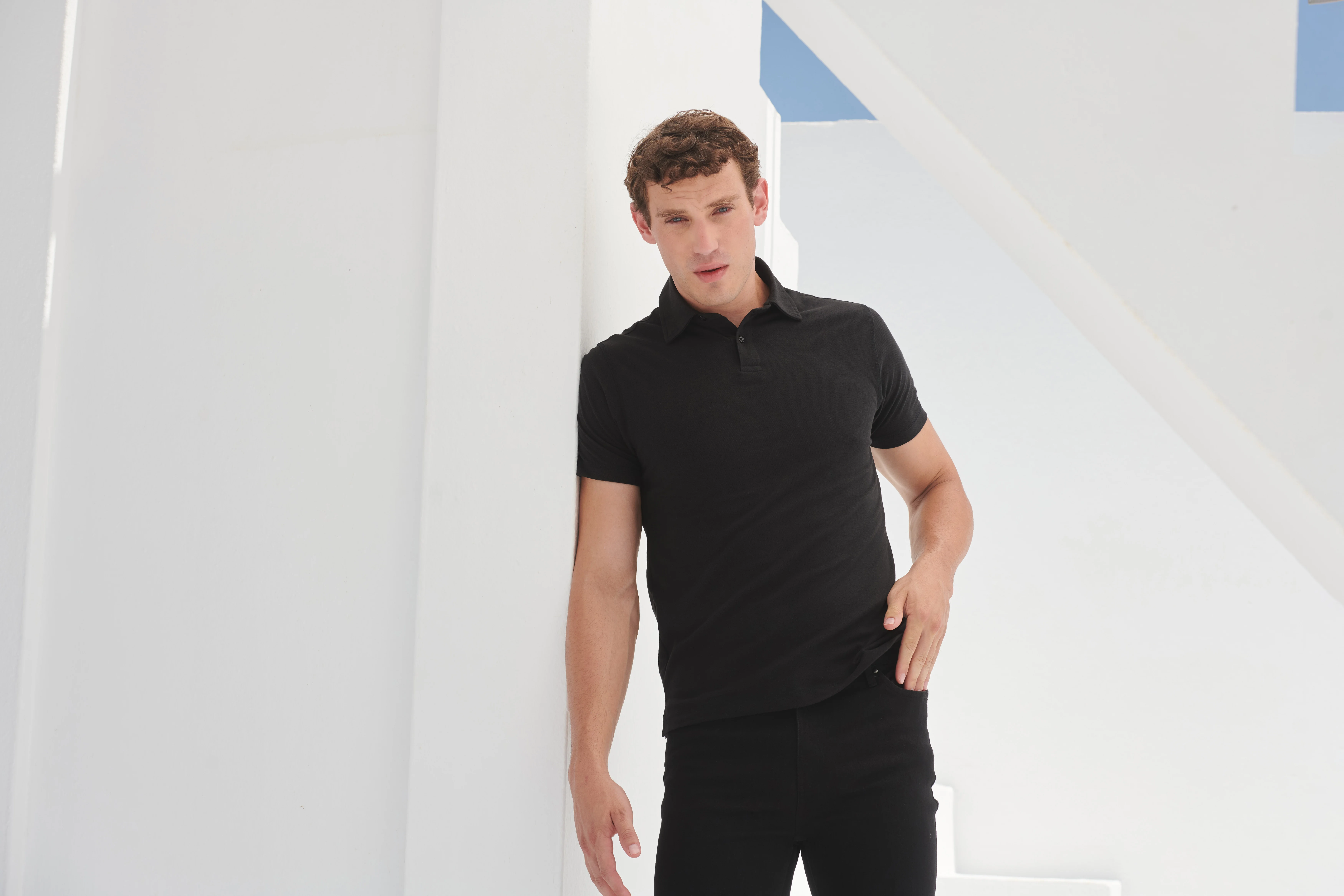 Short sleeve stretch polo