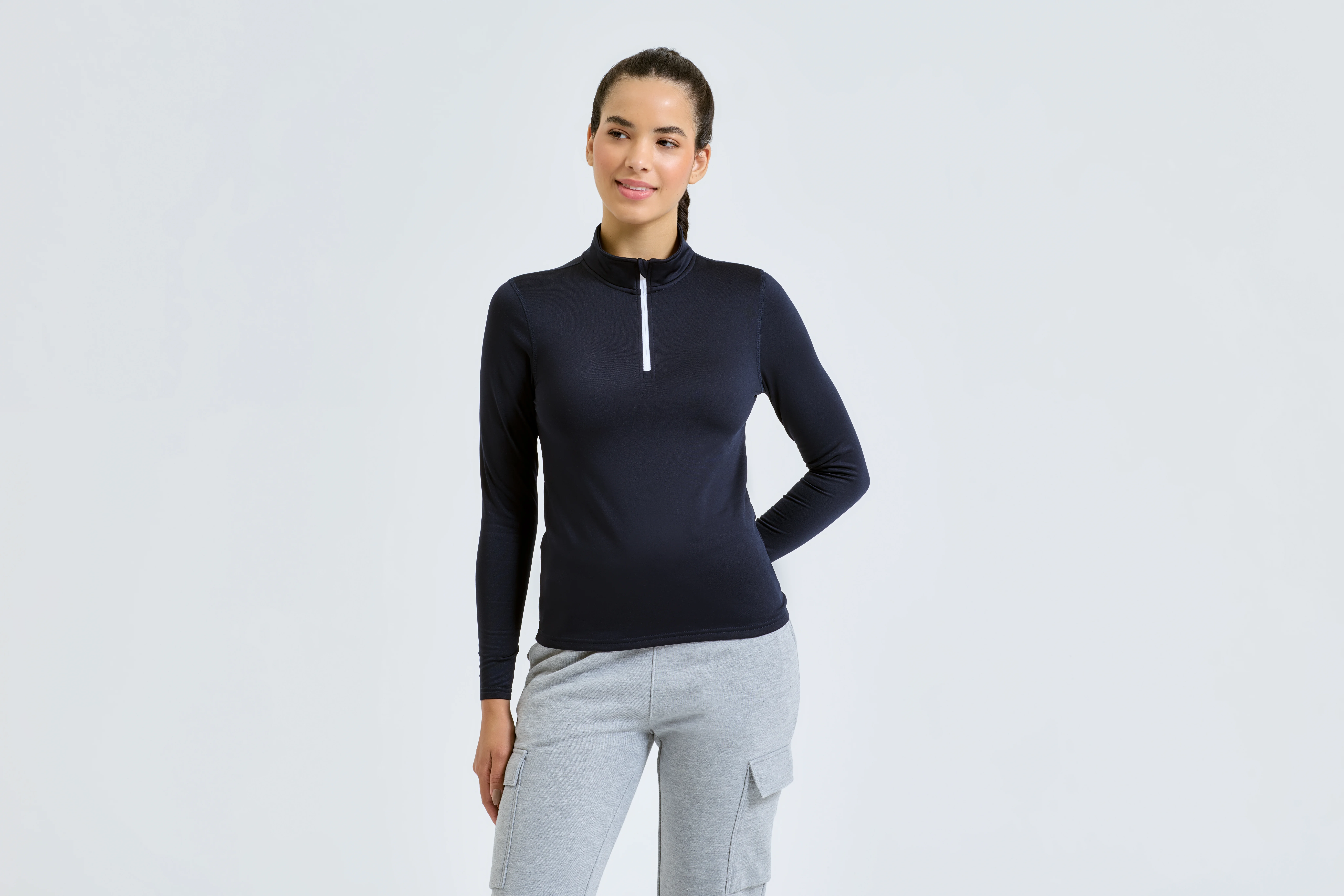 Women's TriDri® recycled long sleeve brushed back ¼ zip
