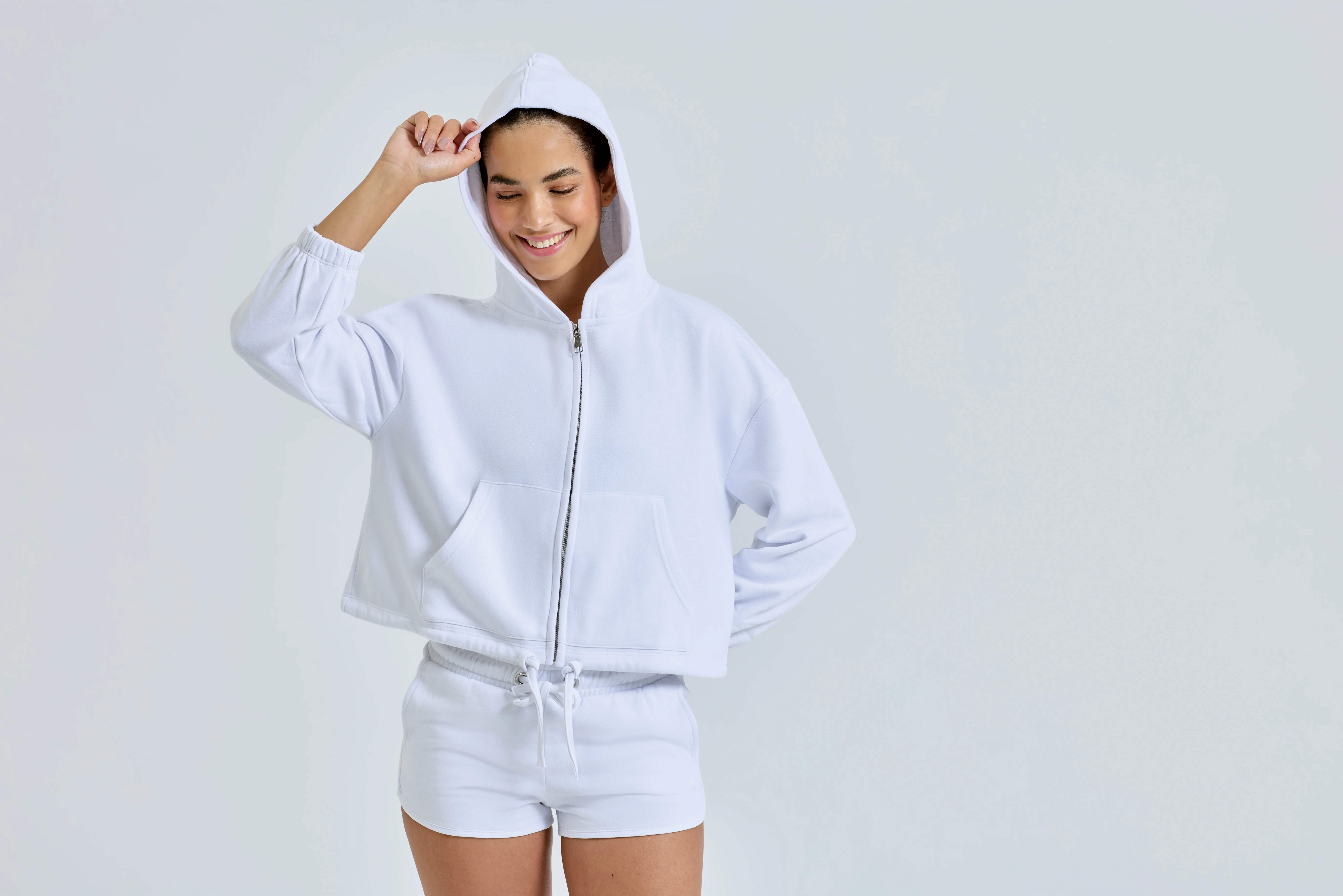 Women's TriDri® recycled cropped oversize full-zip hoodie