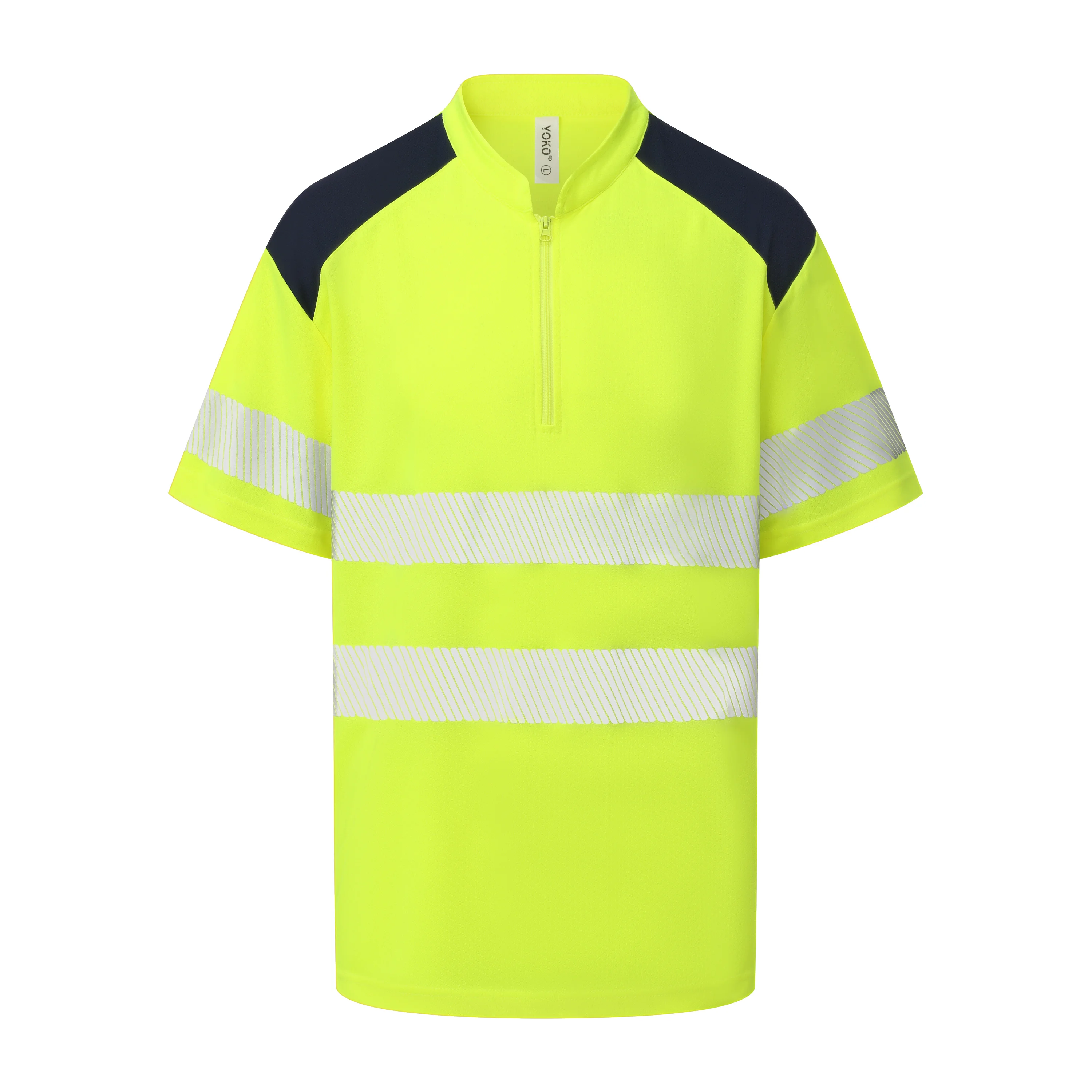 Hi-vis mandarin collar zip neck comfort trim polo (HVJ230)